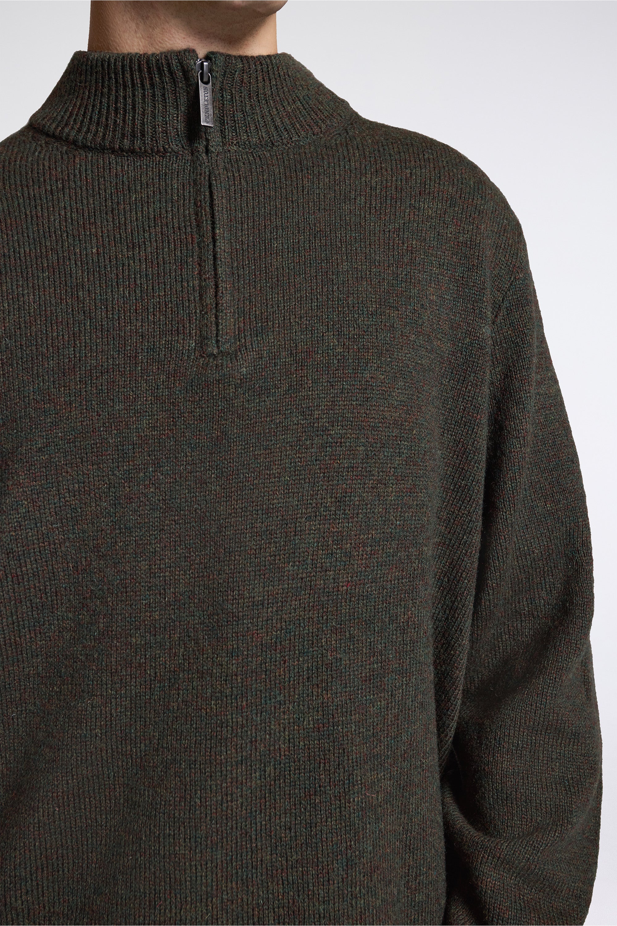 Shetland Wool 1/4 Zip Sweater Camo Heather