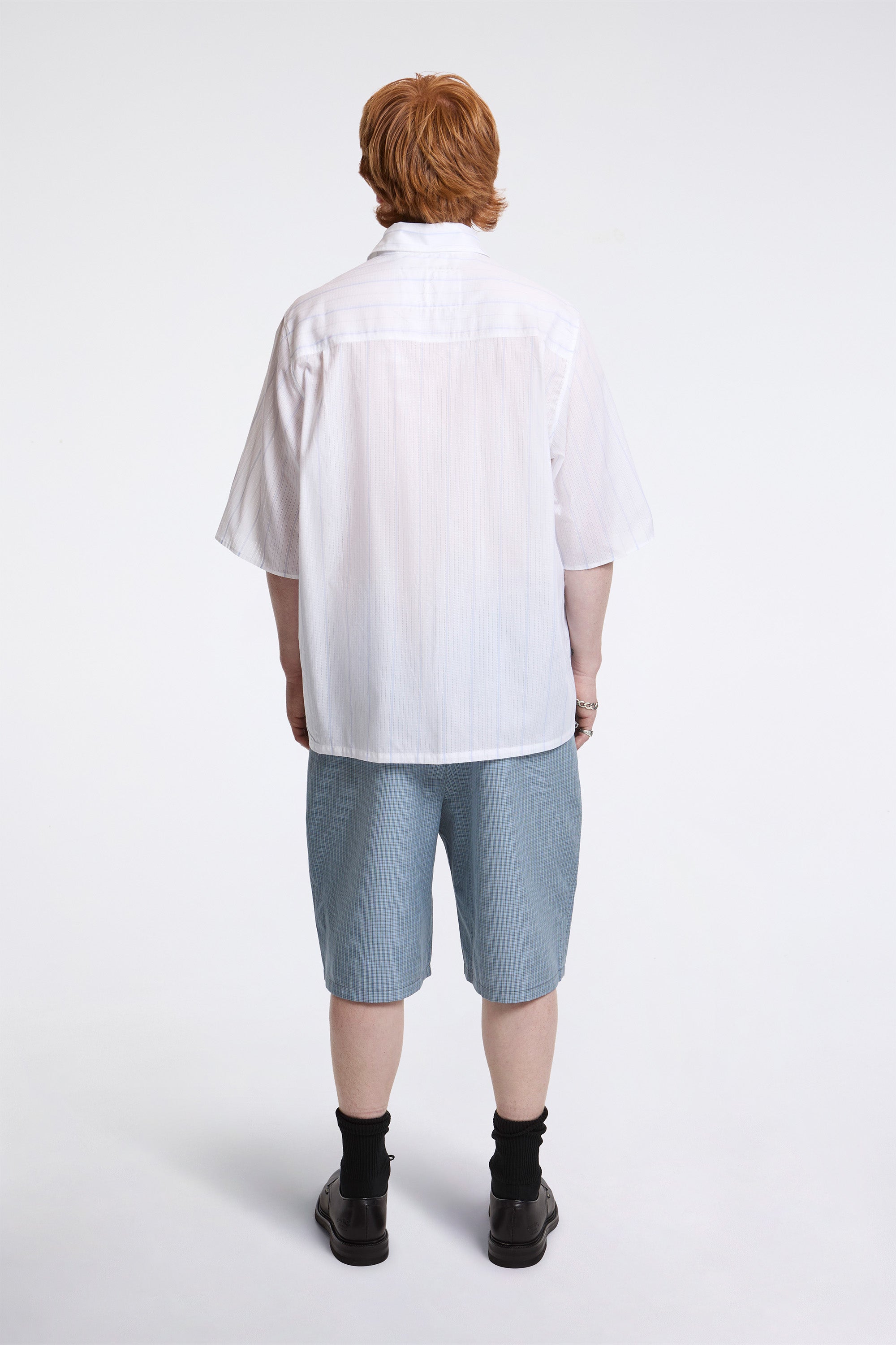 Boxy Shirt White/Blue Stripe