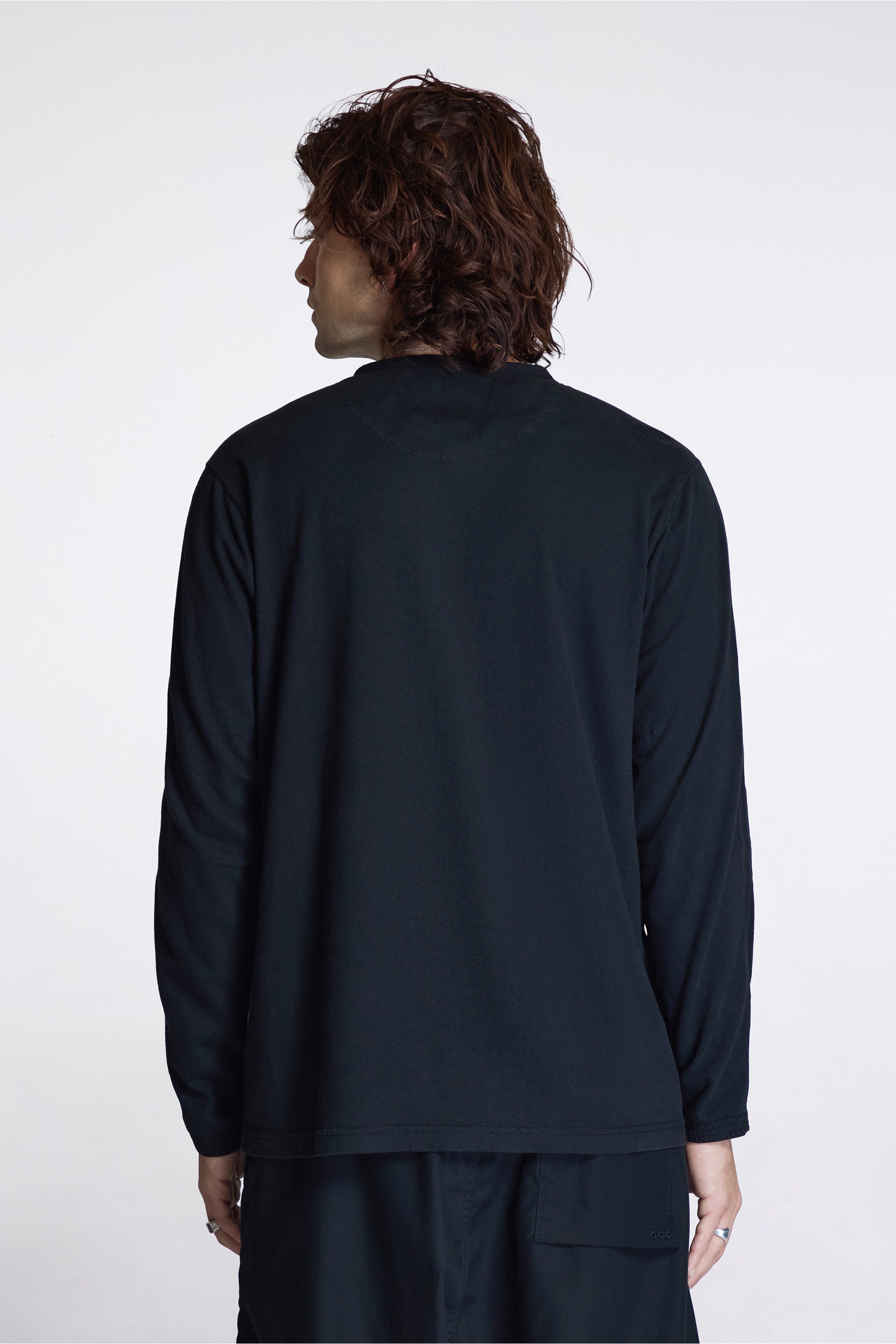 Cotton Hemp Henley L/S T-Shirt Black