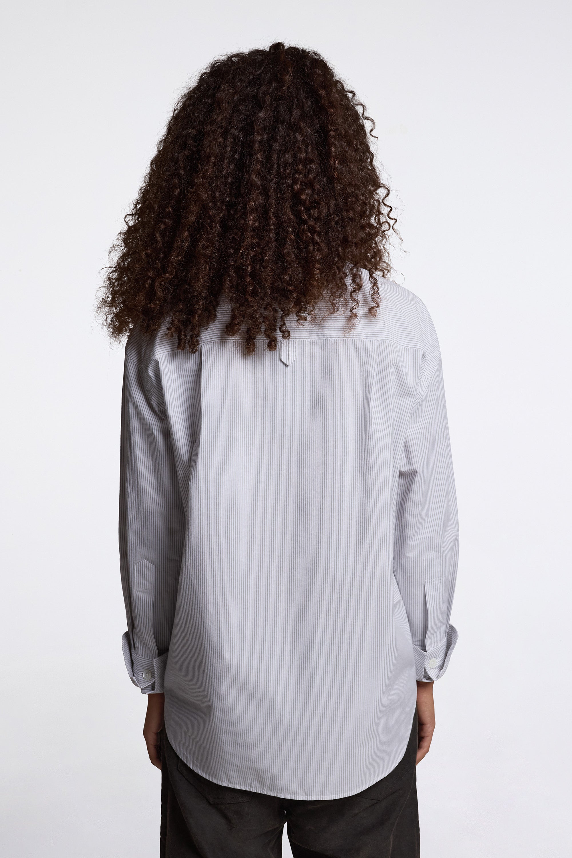 Turn Up Cuff Shirt White / Grey