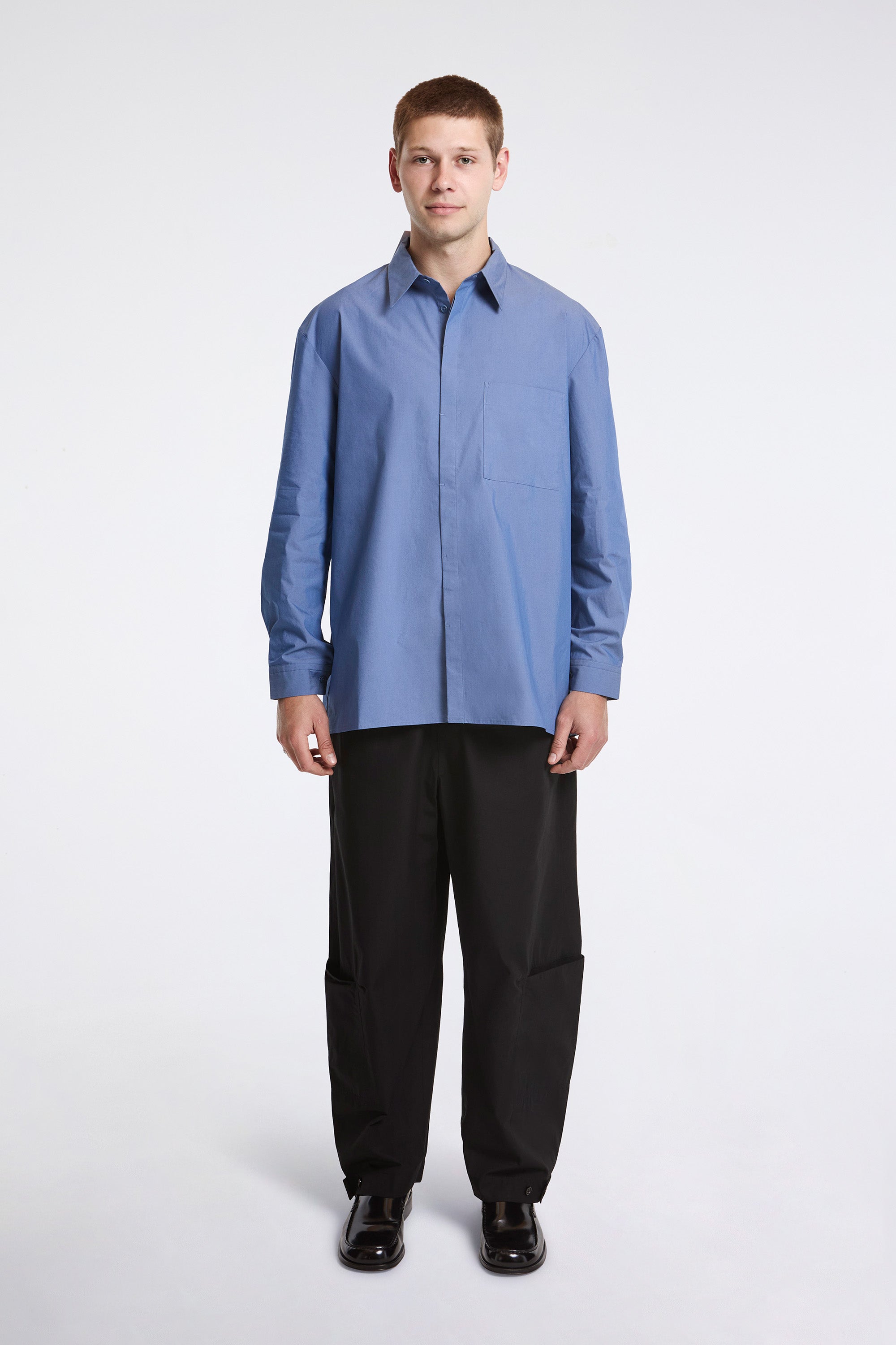 Square Pocket Oversized Shirt Blue
