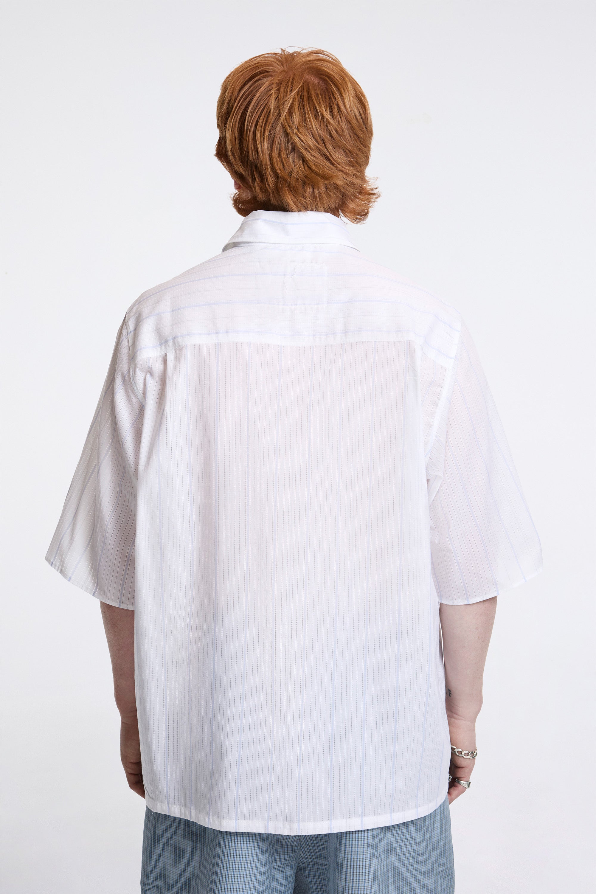 Boxy Shirt White/Blue Stripe