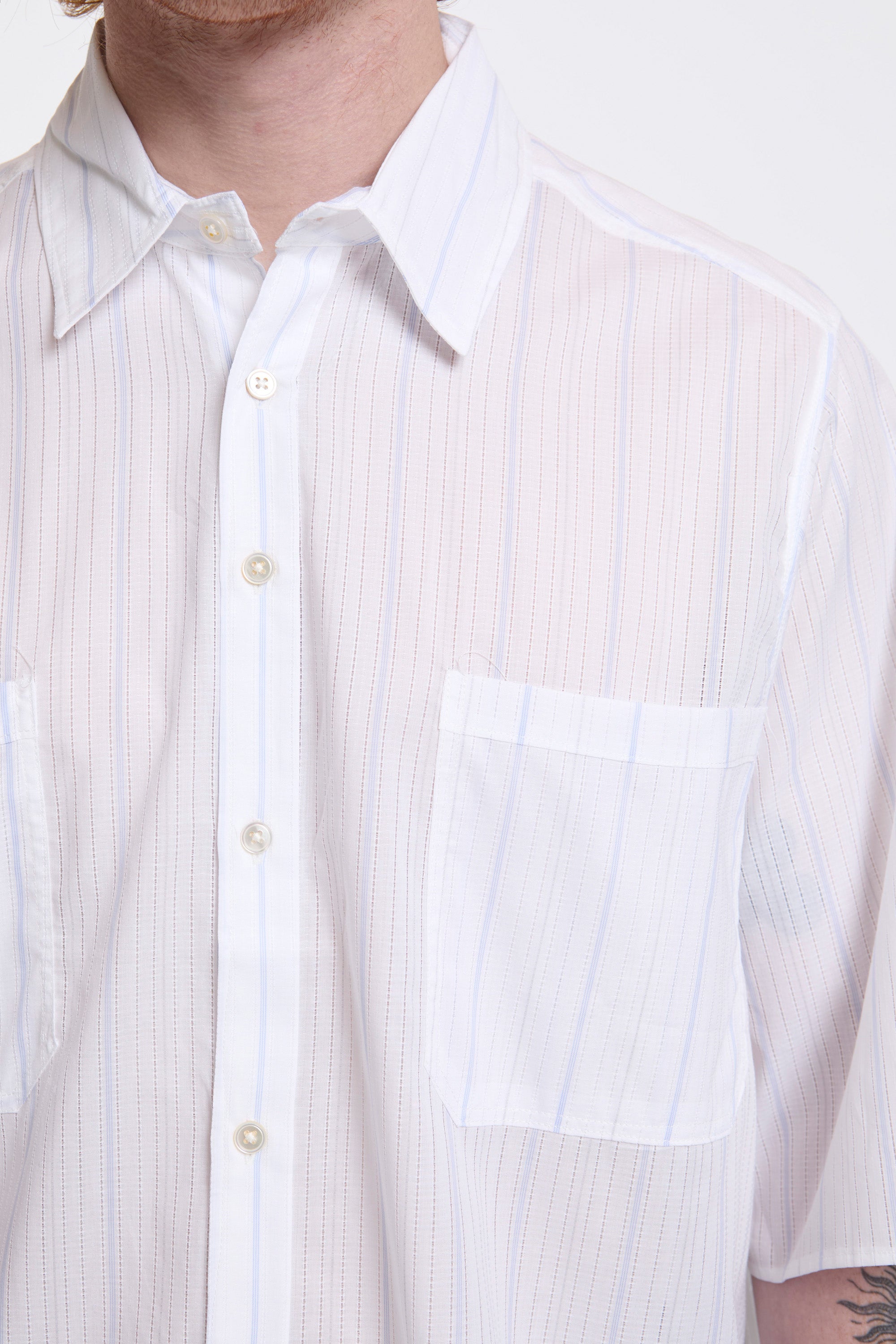 Boxy Shirt White/Blue Stripe