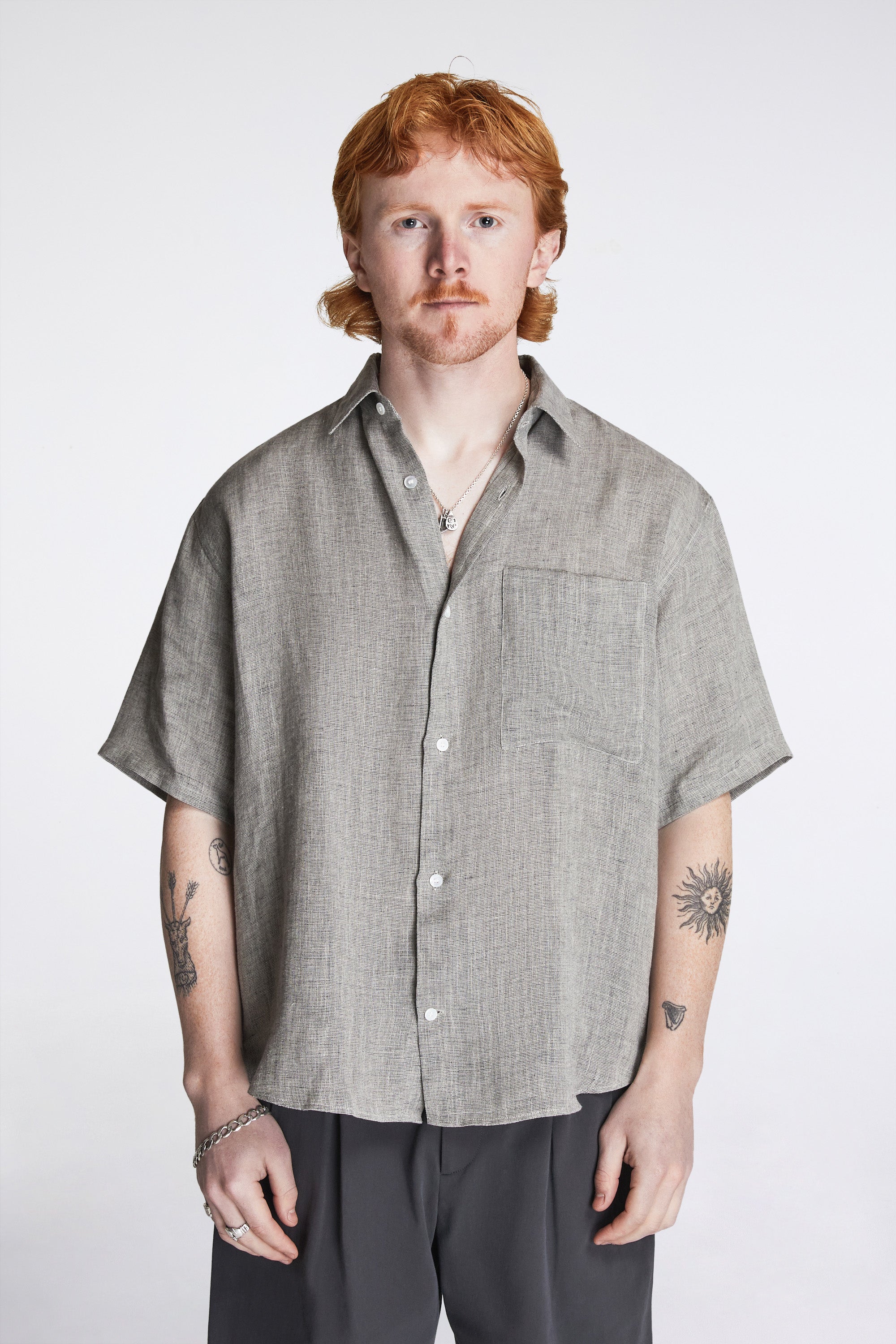 Eternal SS Shirt Linen Mesh Grey Mix
