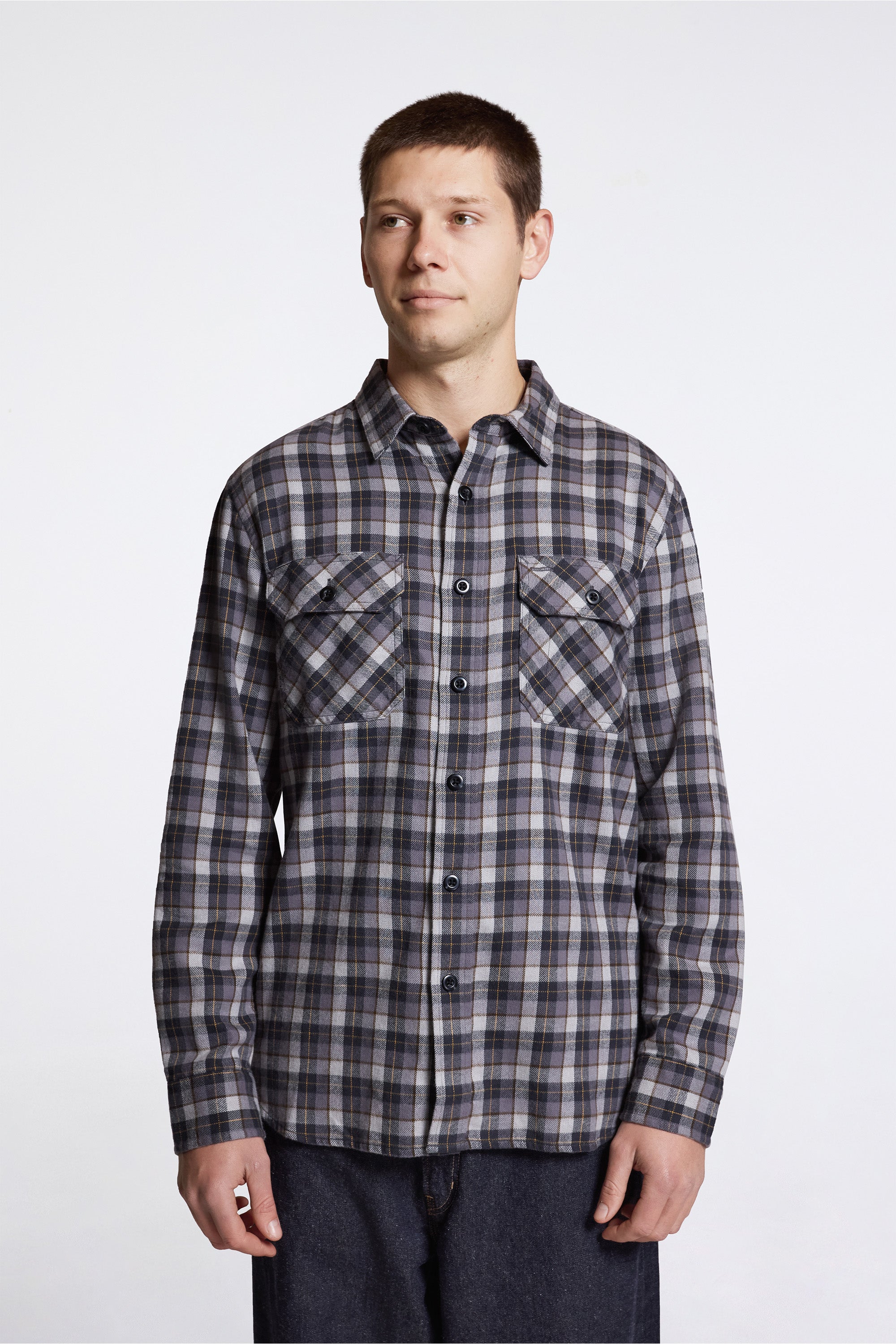 Burnside Flannel Shirt Grey Multi Plaid
