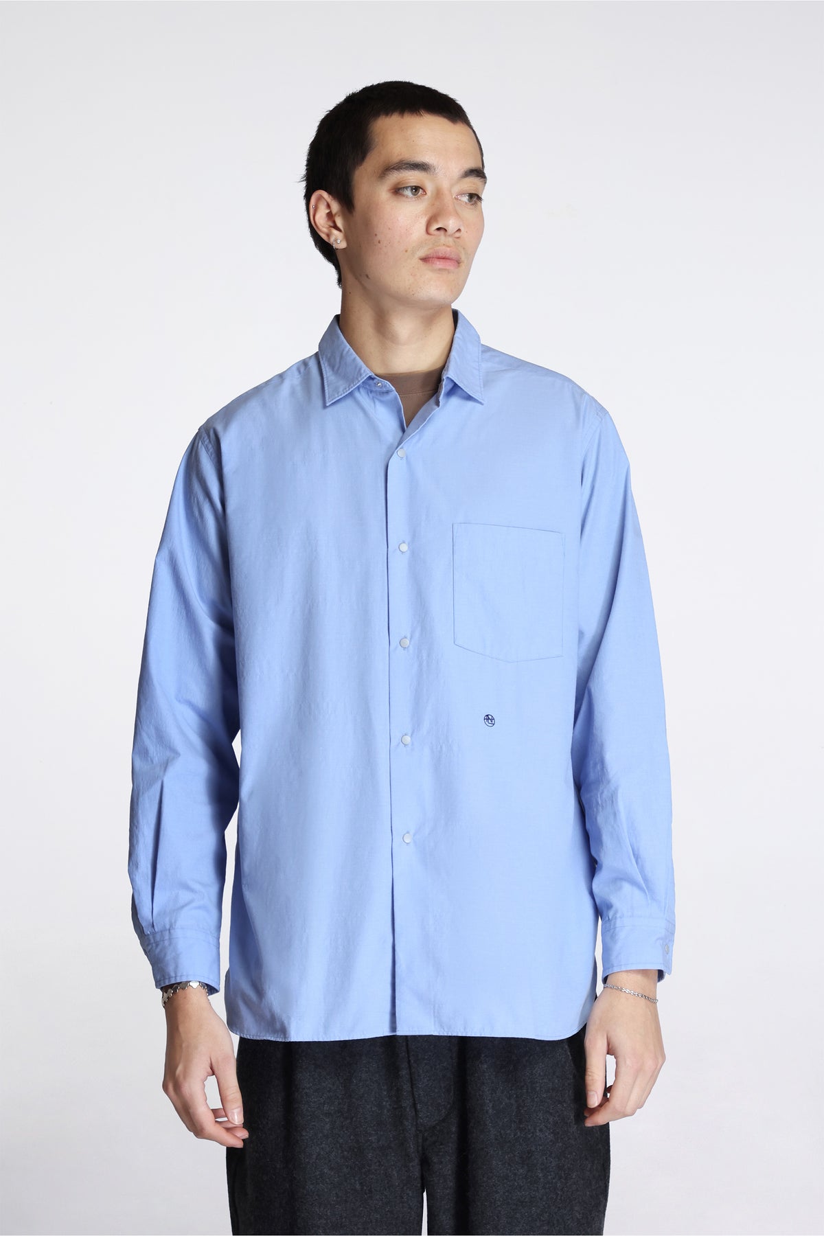 Regular Collar Wind Shirt Sax