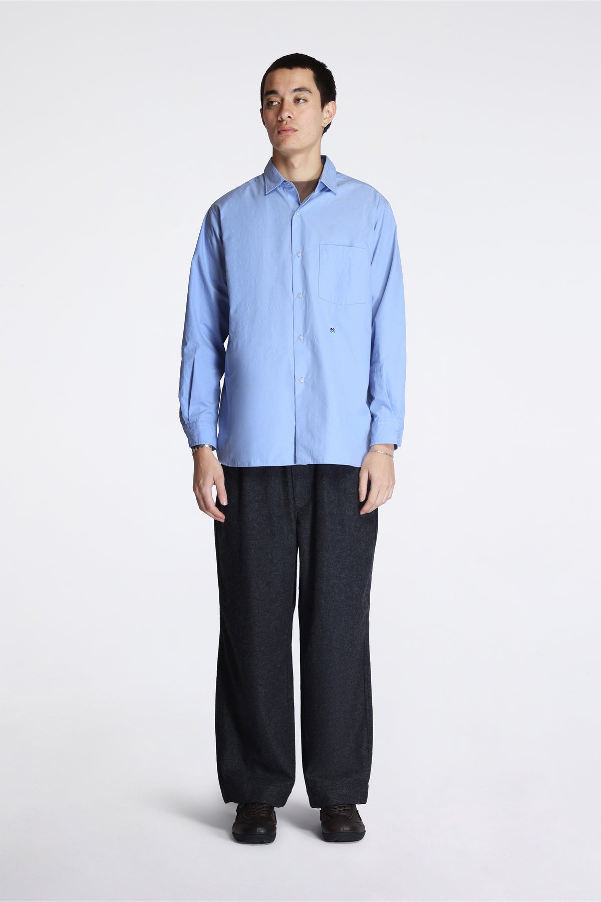 Regular Collar Wind Shirt Sax