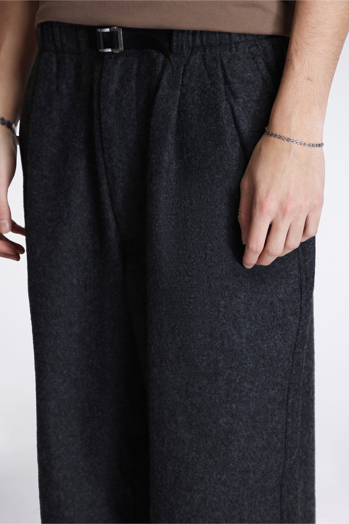 Wool Nylon Melton Pants Charcoal