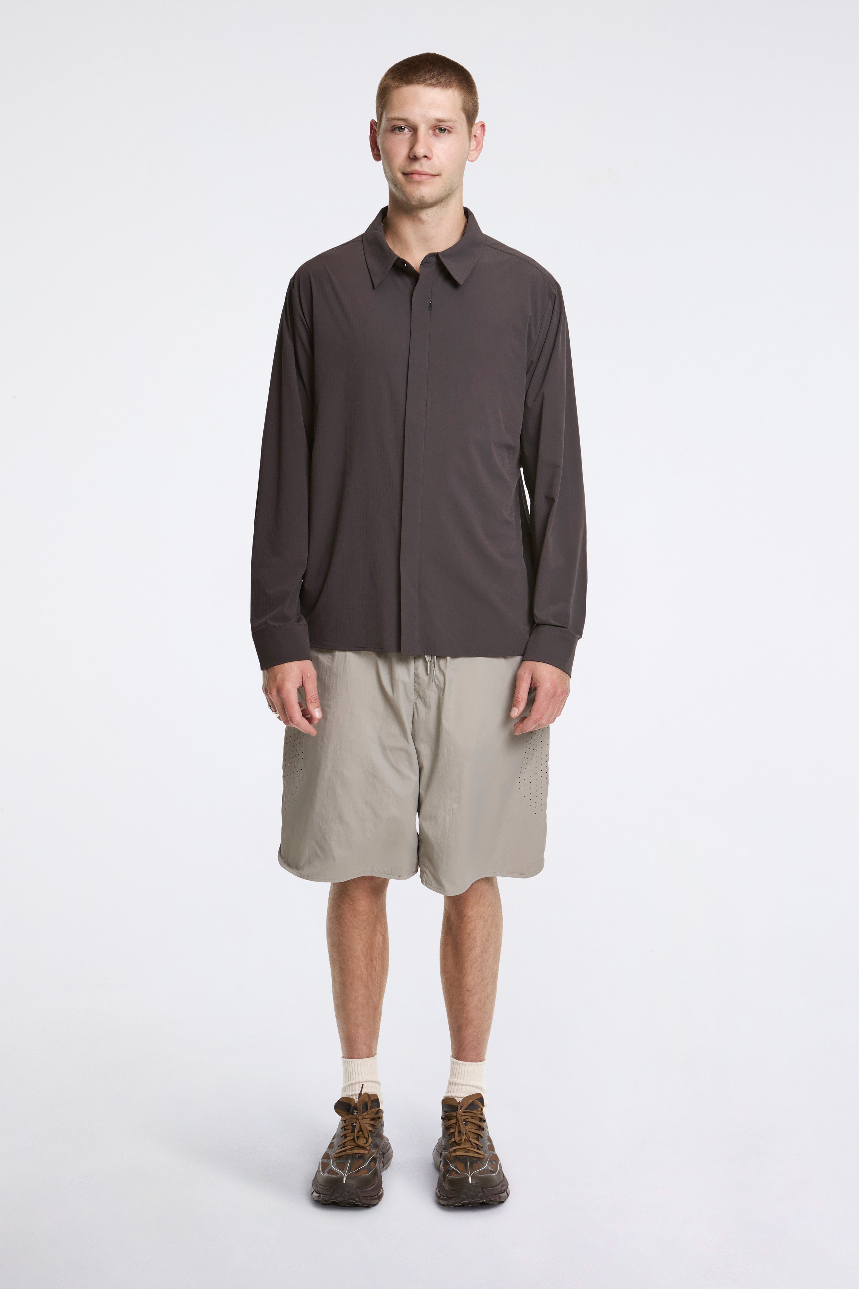 Align Button Up Shirt Charcoal Black