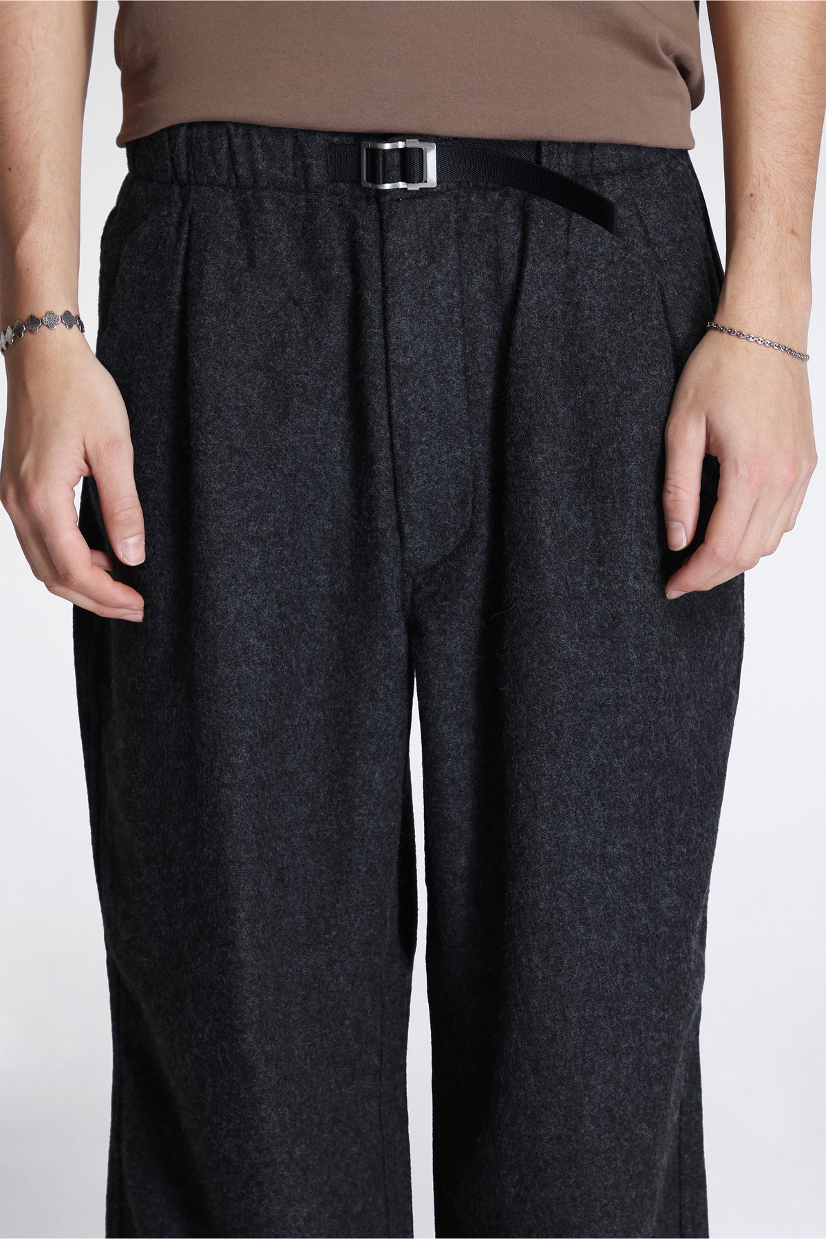 Wool Nylon Melton Pants Charcoal