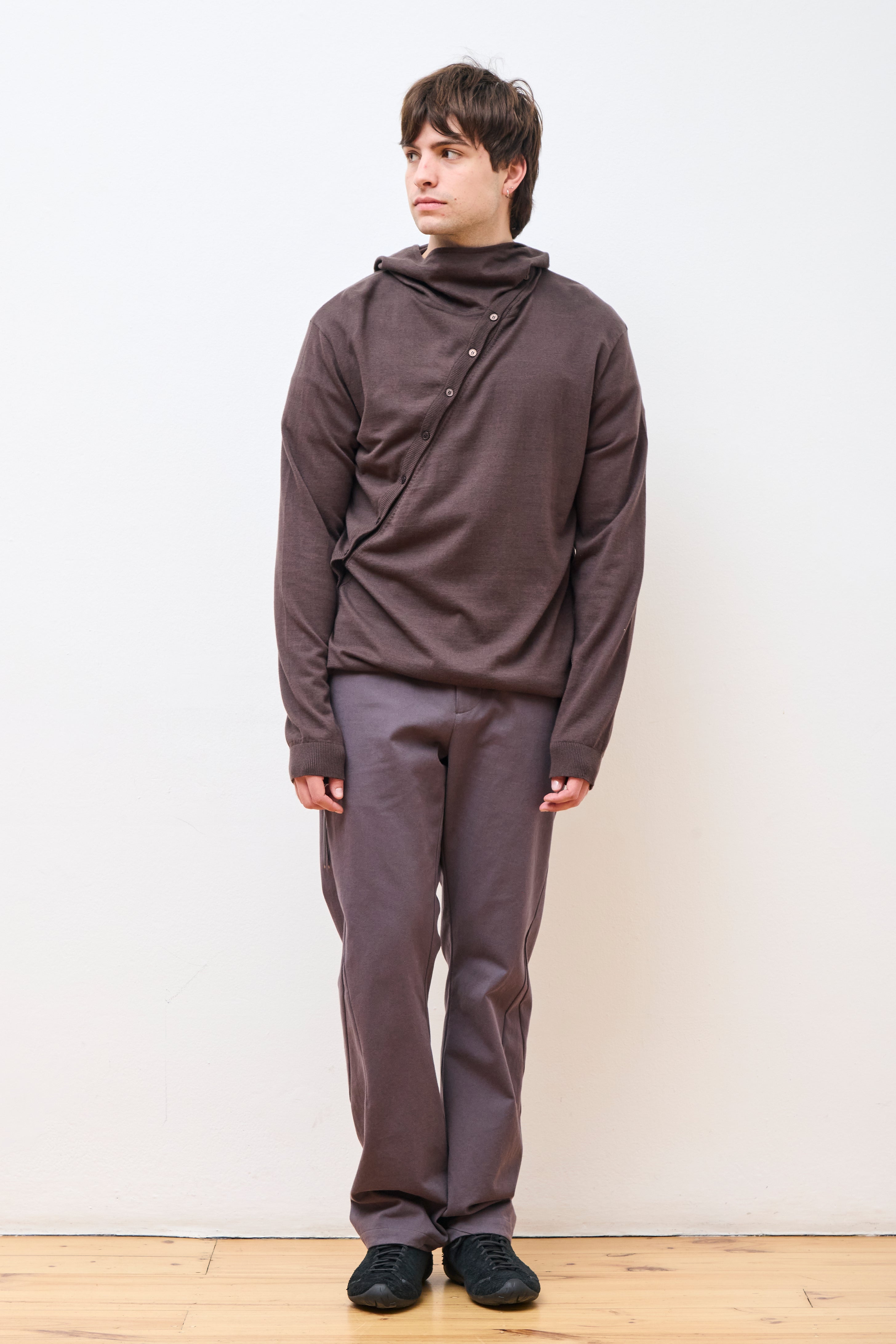 8.0 Knit Hoodie Center Brown