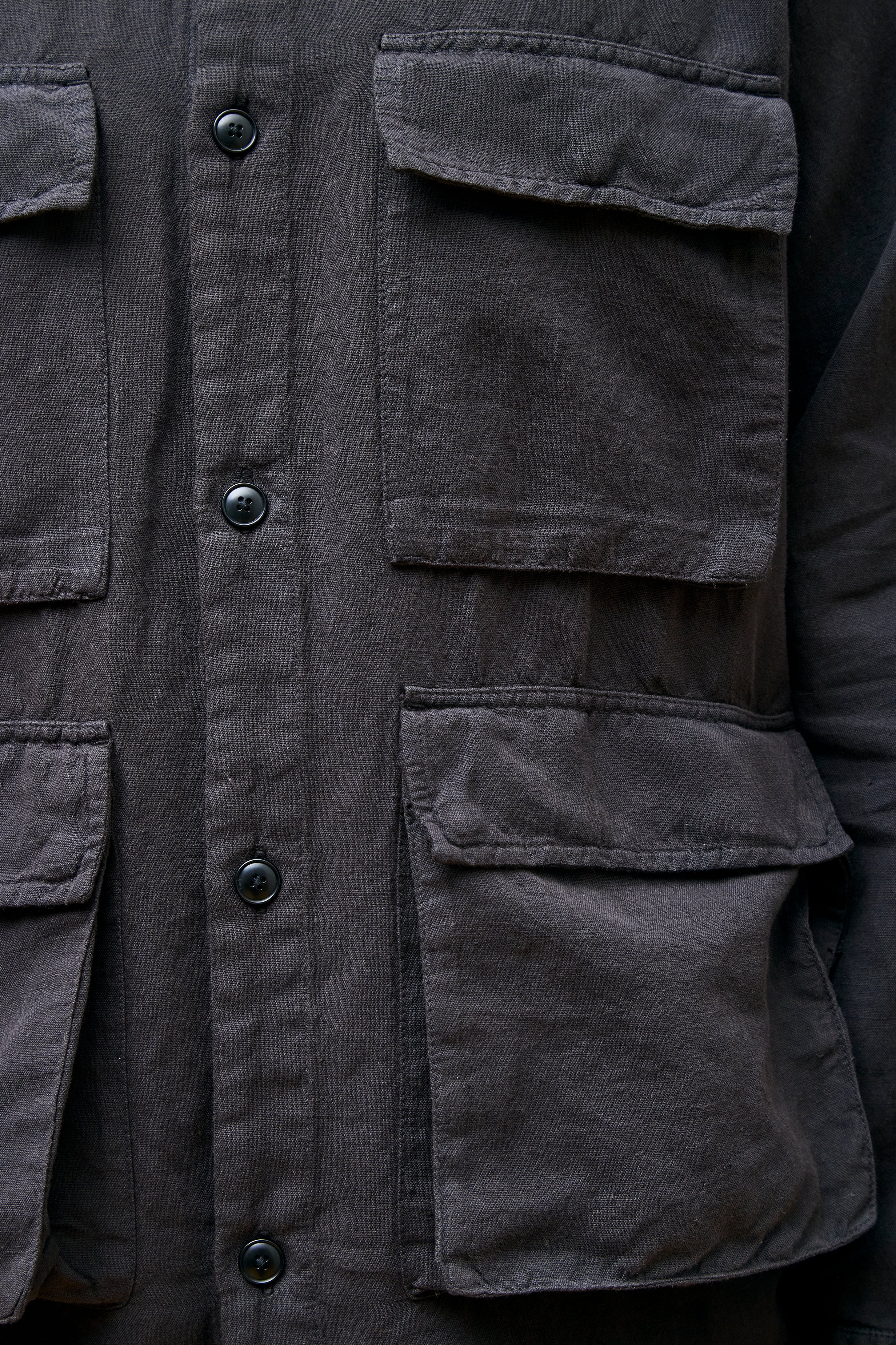 Hemp BDU Cargo Overshirt Black