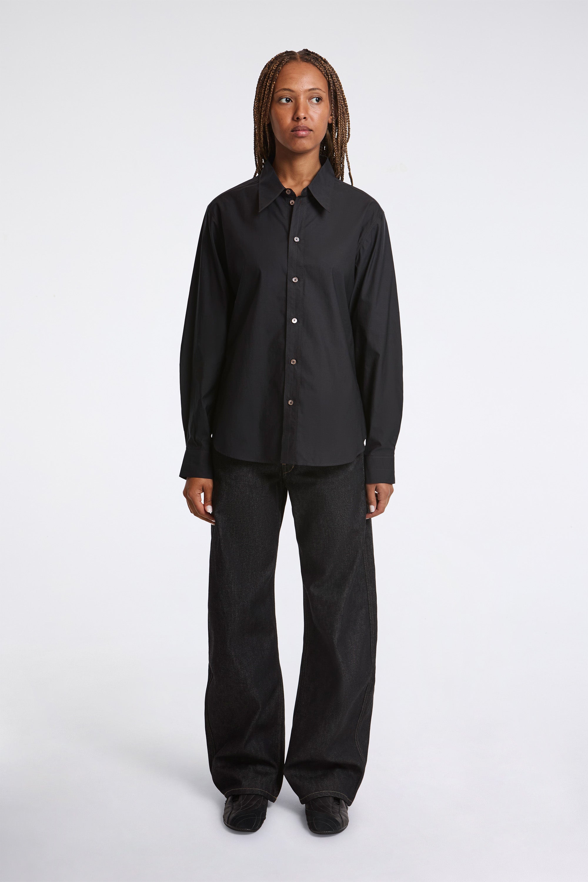 Pointed Collar Shirt Squid Ink
