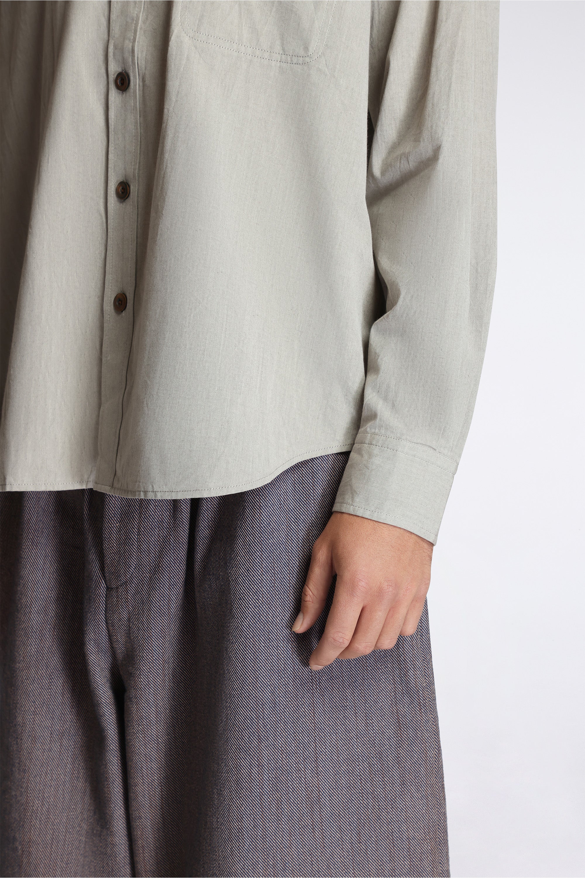 Easy Shirt Warm Gray Washed Cotton Shirting