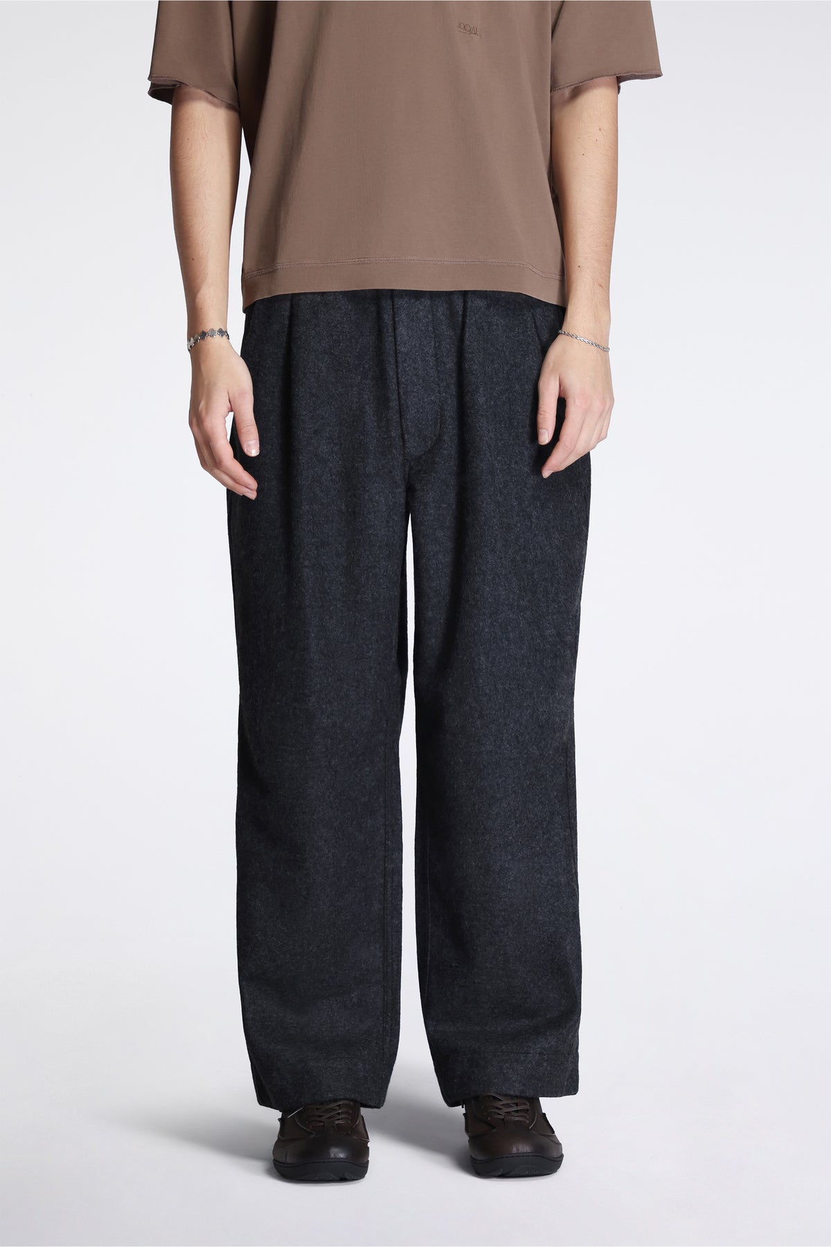 Wool Nylon Melton Pants Charcoal