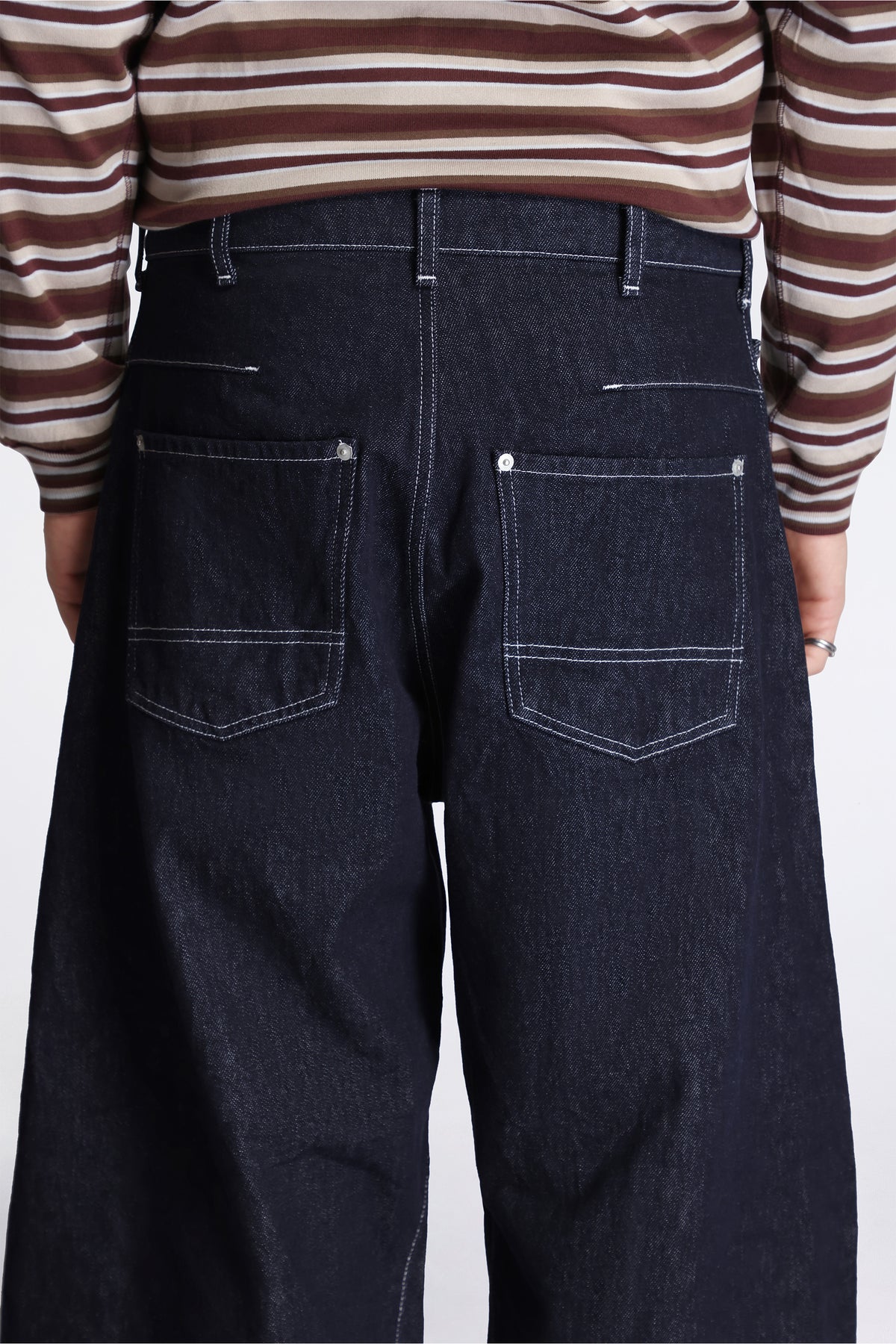 Barrel Denim Jeans Navy/White