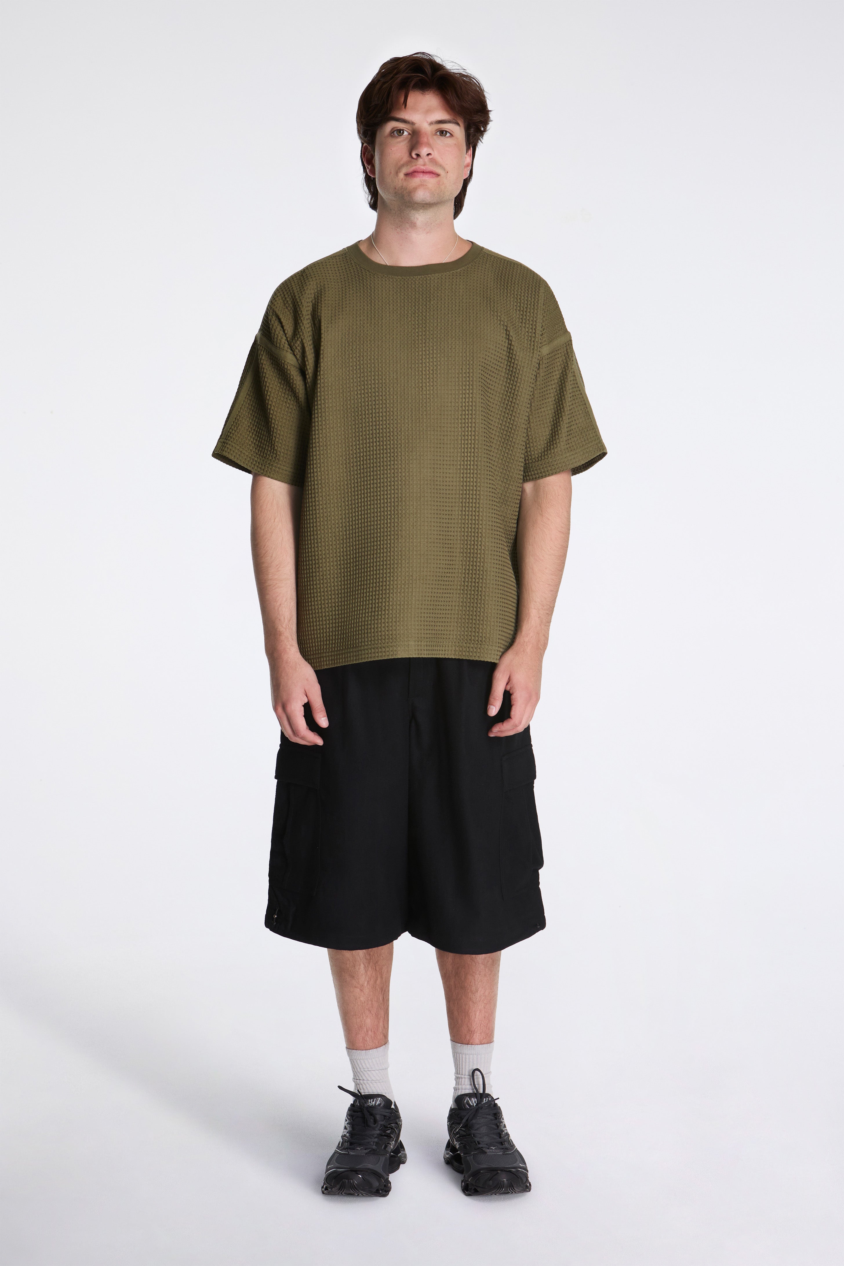 Waffle Kimono Tee Olive
