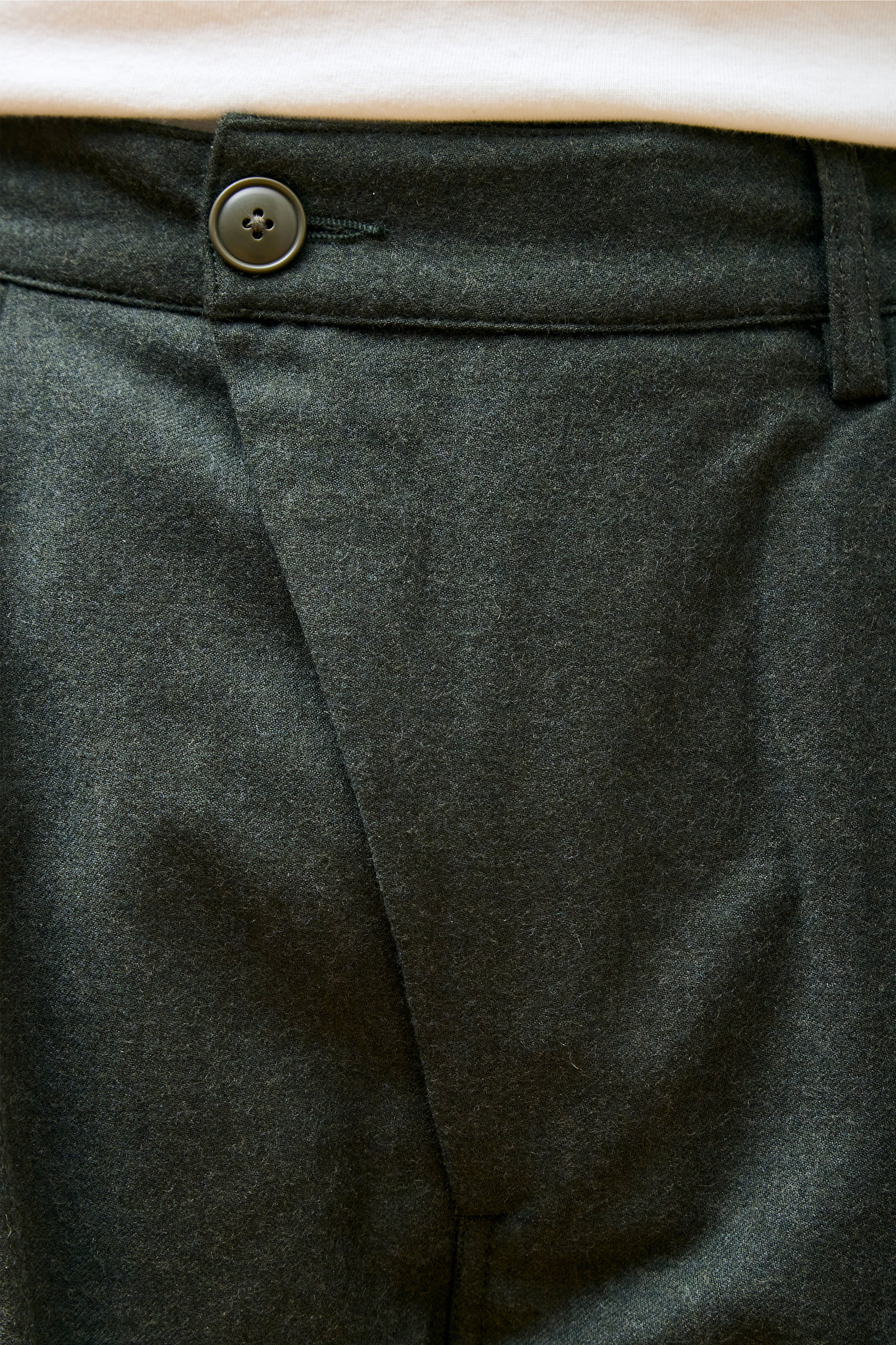 Asymmetrical Wool Pleated Pant Dark Olive
