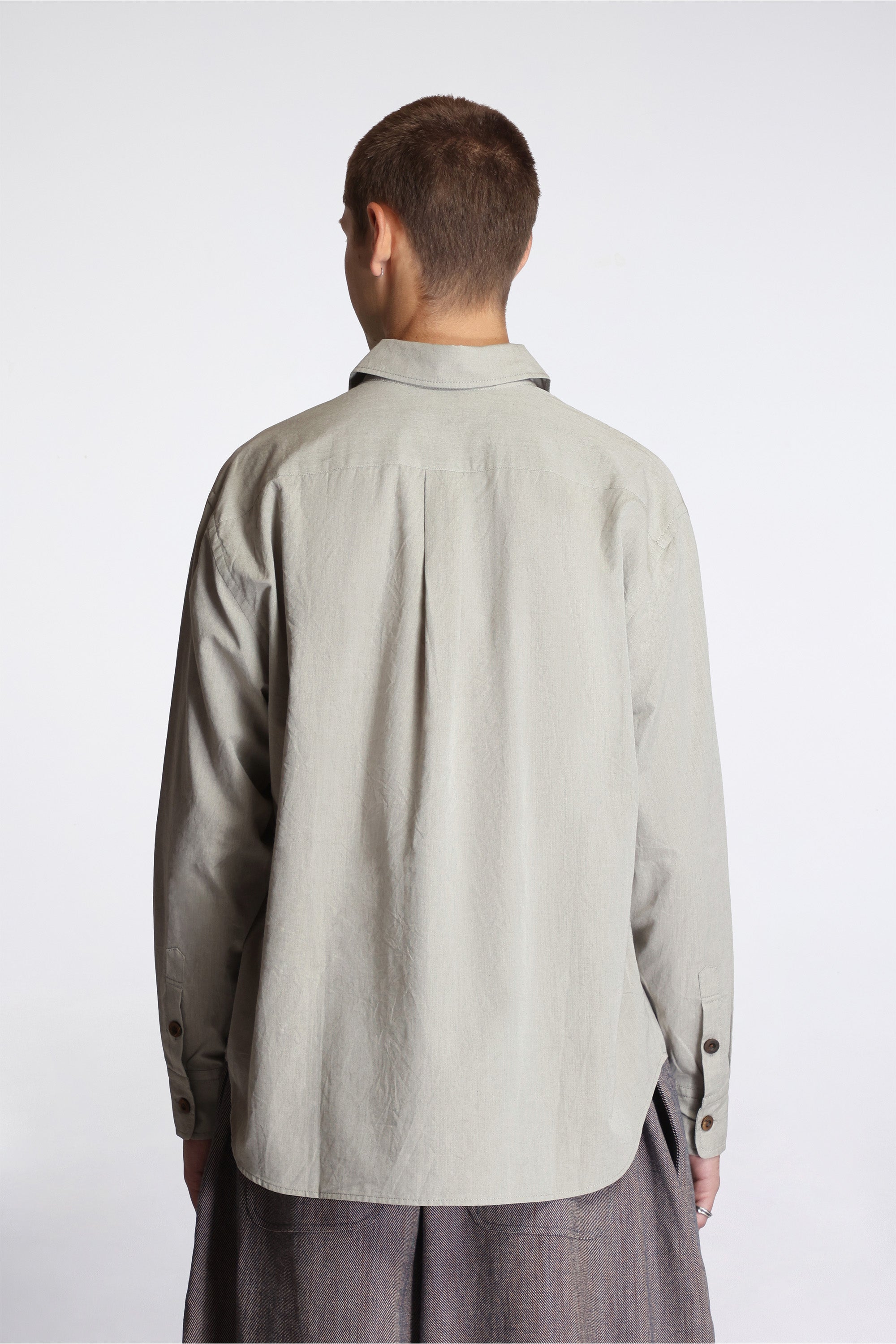 Easy Shirt Warm Gray Washed Cotton Shirting