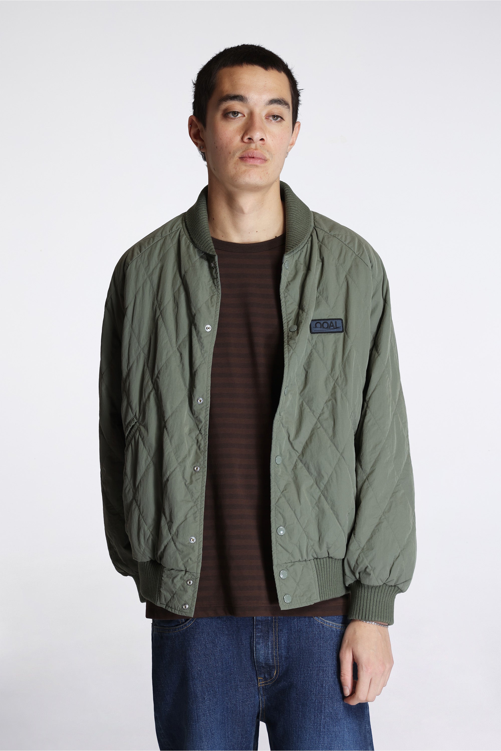 Ooal Quilting Varsity Jacket Sage Green