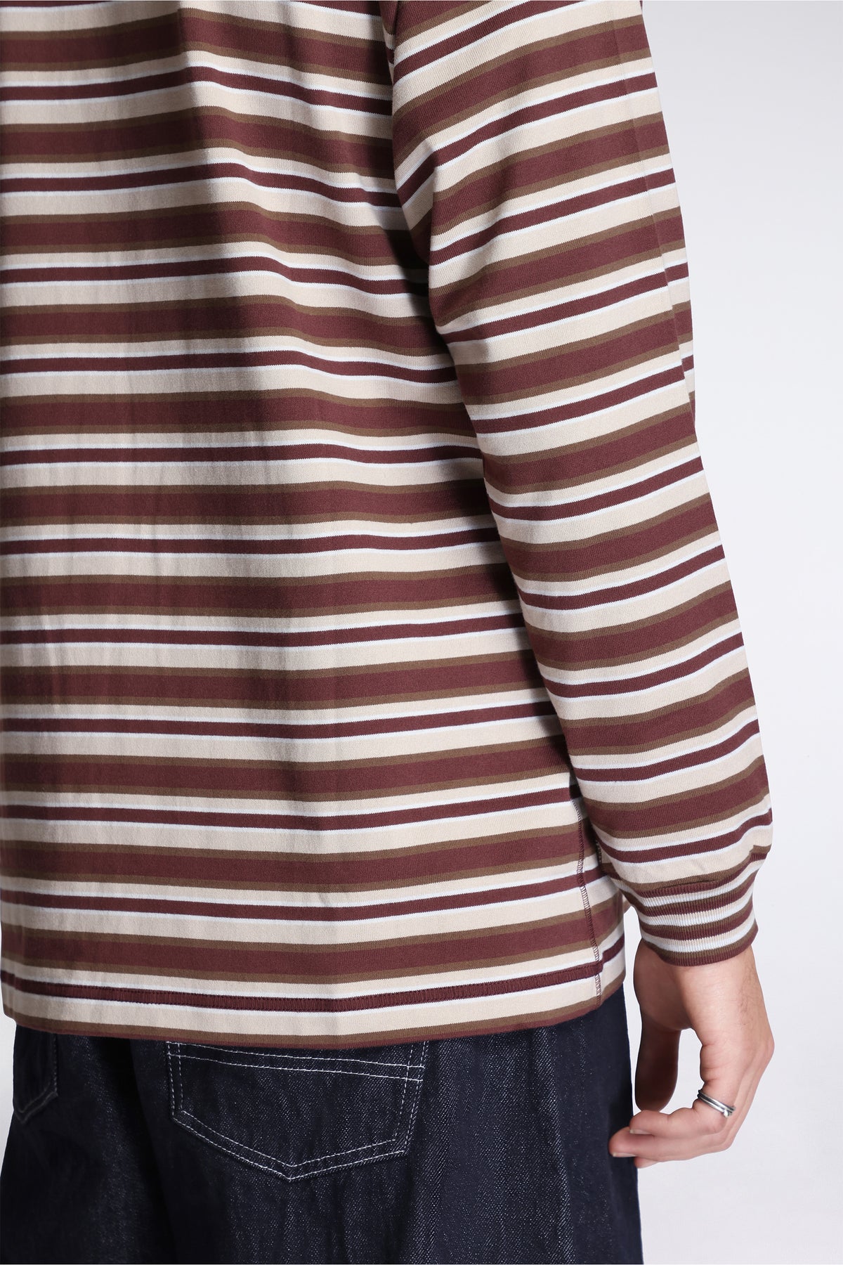 Striped Ls T-Shirt Beige/Burgandy