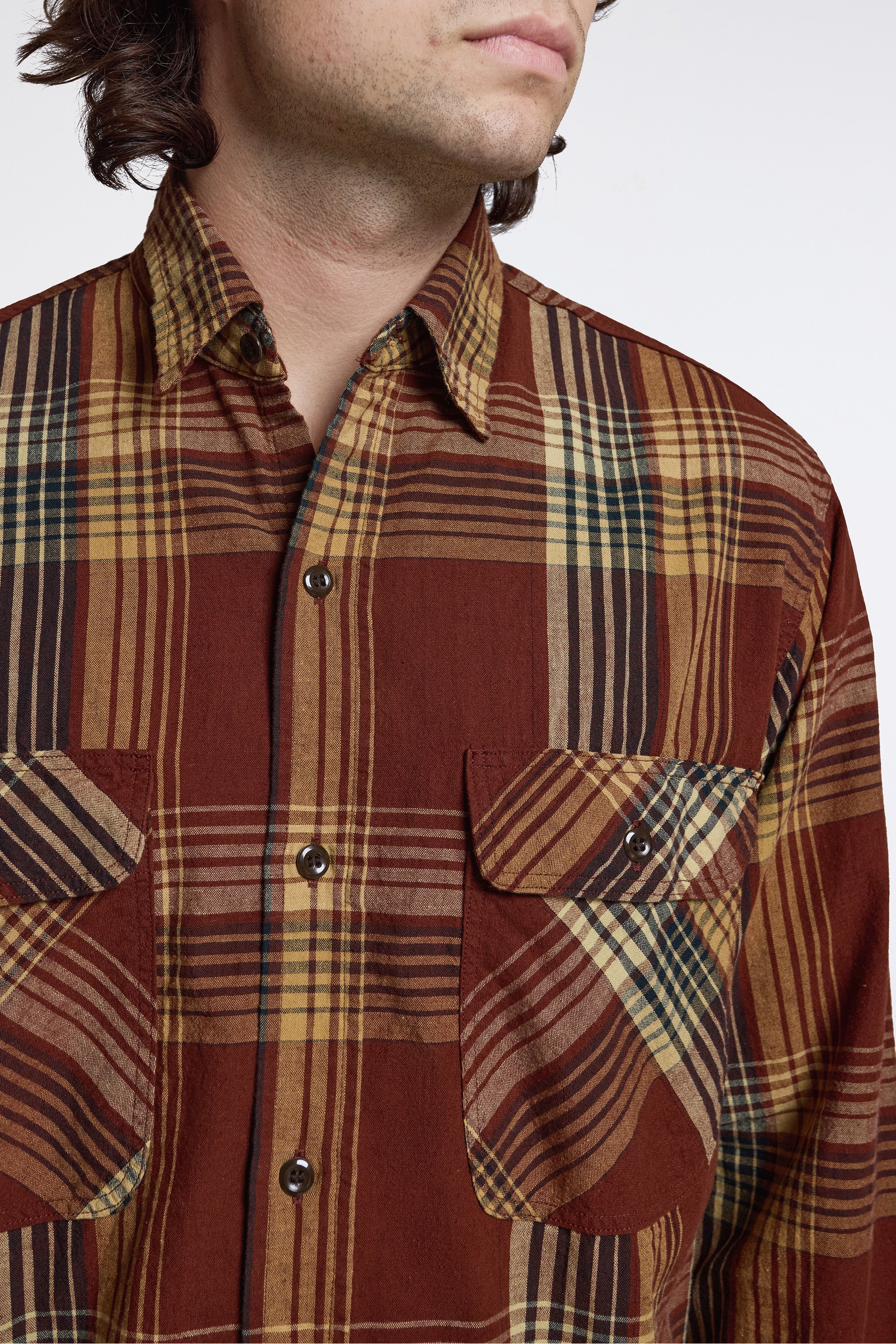 Original Check Work Shirt With Flap Pocket Brown Check