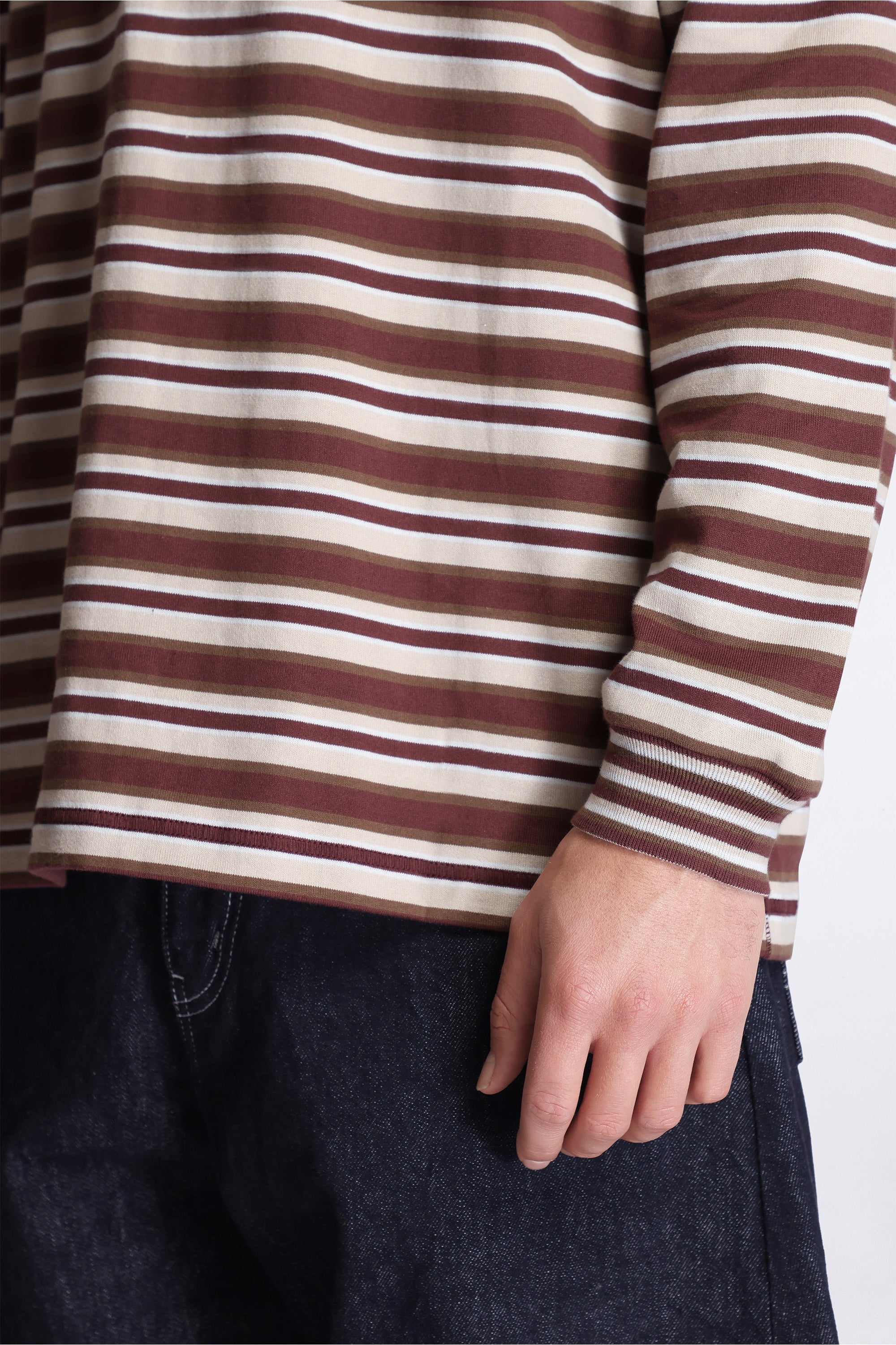 Striped Ls T-Shirt Beige/Burgandy