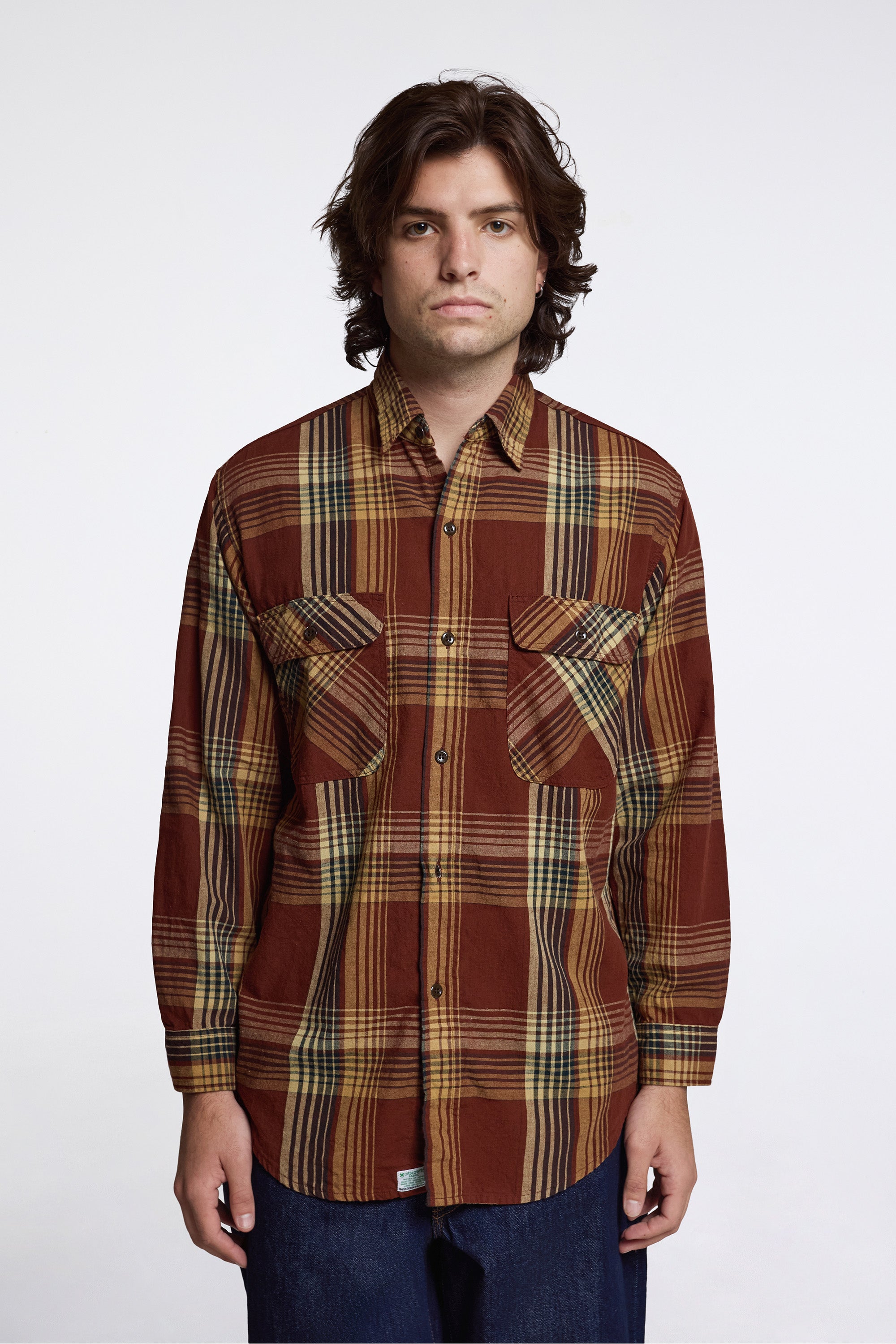 Original Check Work Shirt With Flap Pocket Brown Check