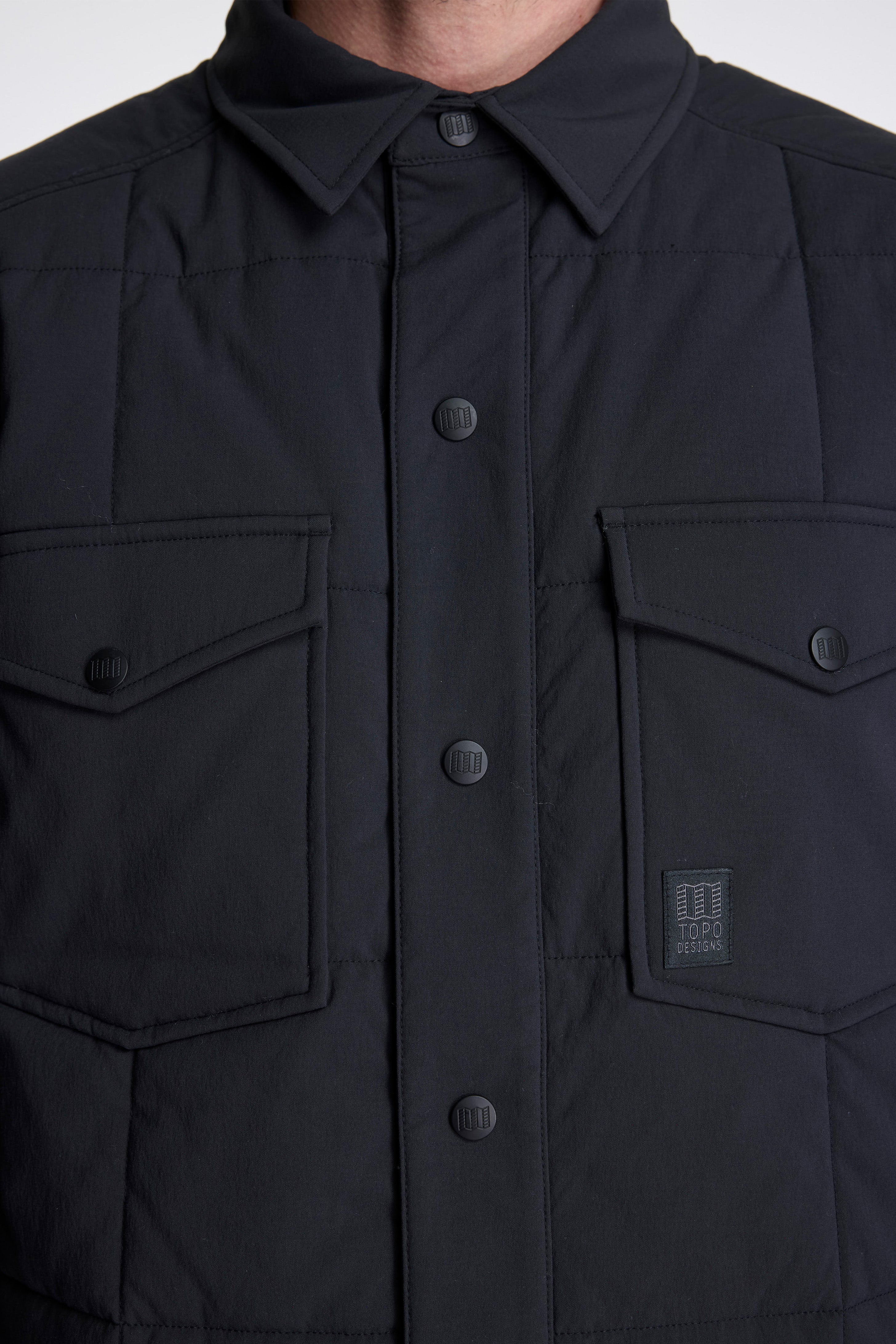 Puffer Shirt Jacket Mens Black