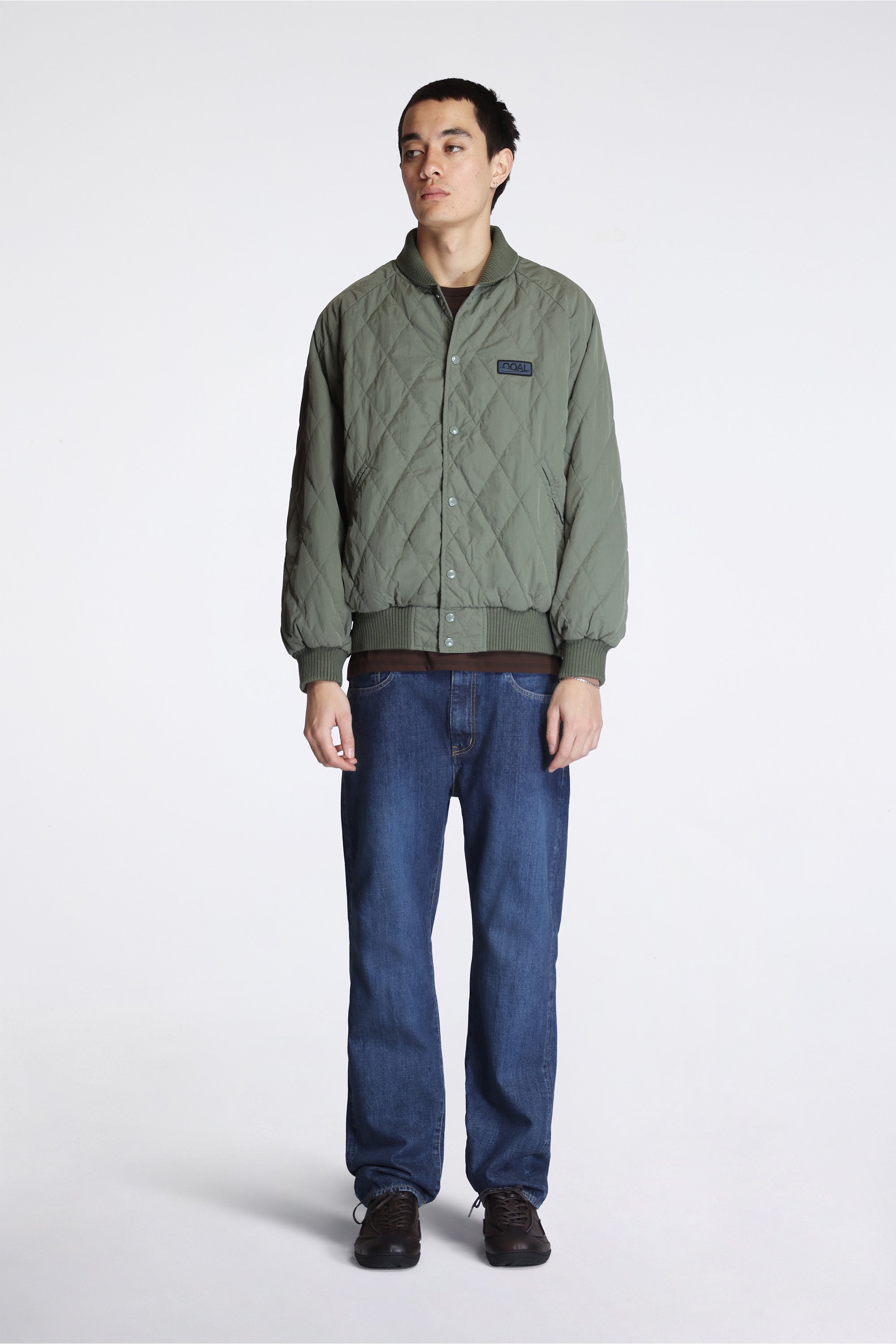 Ooal Quilting Varsity Jacket Sage Green