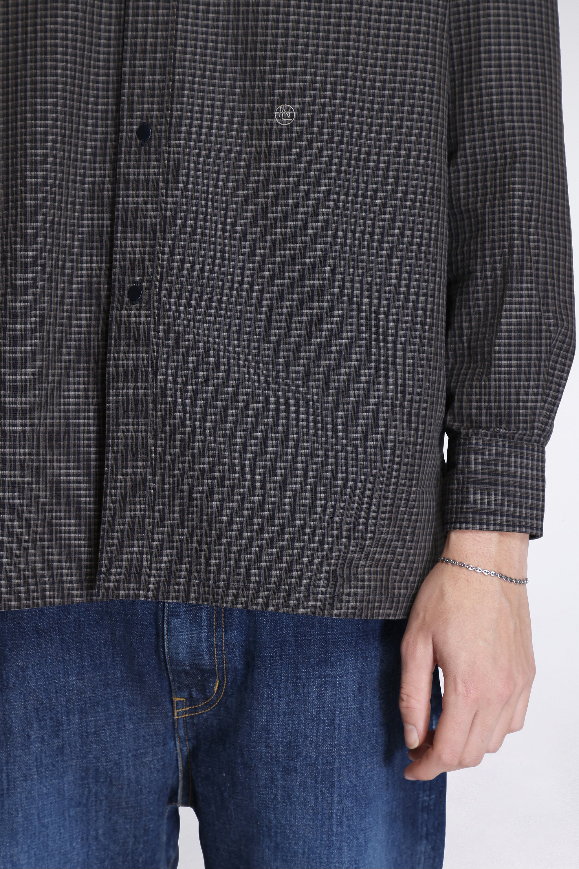 Micro Plaid Wind Shirt Navy