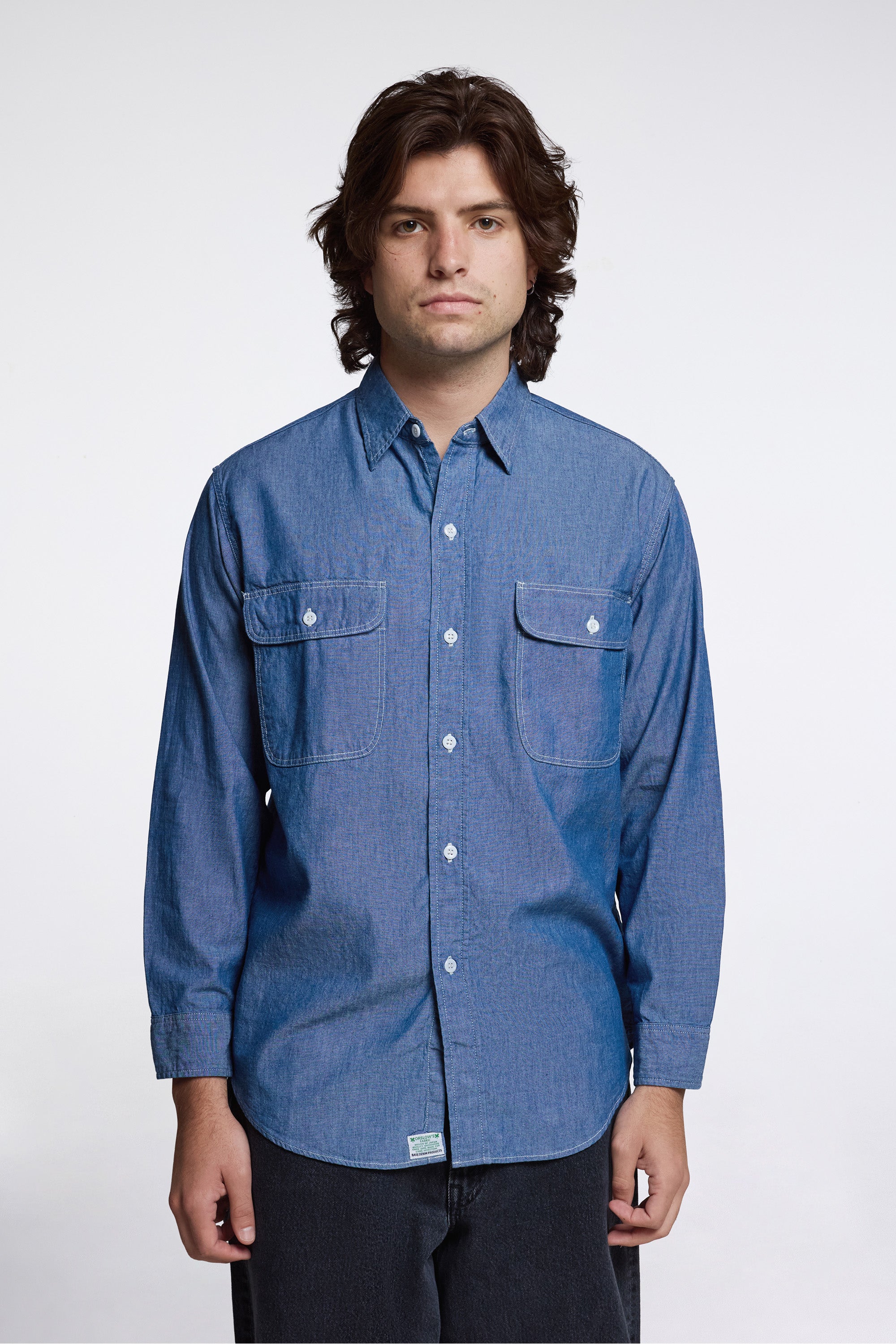 Chambray Work Shirt With Flap Pocket Chambray