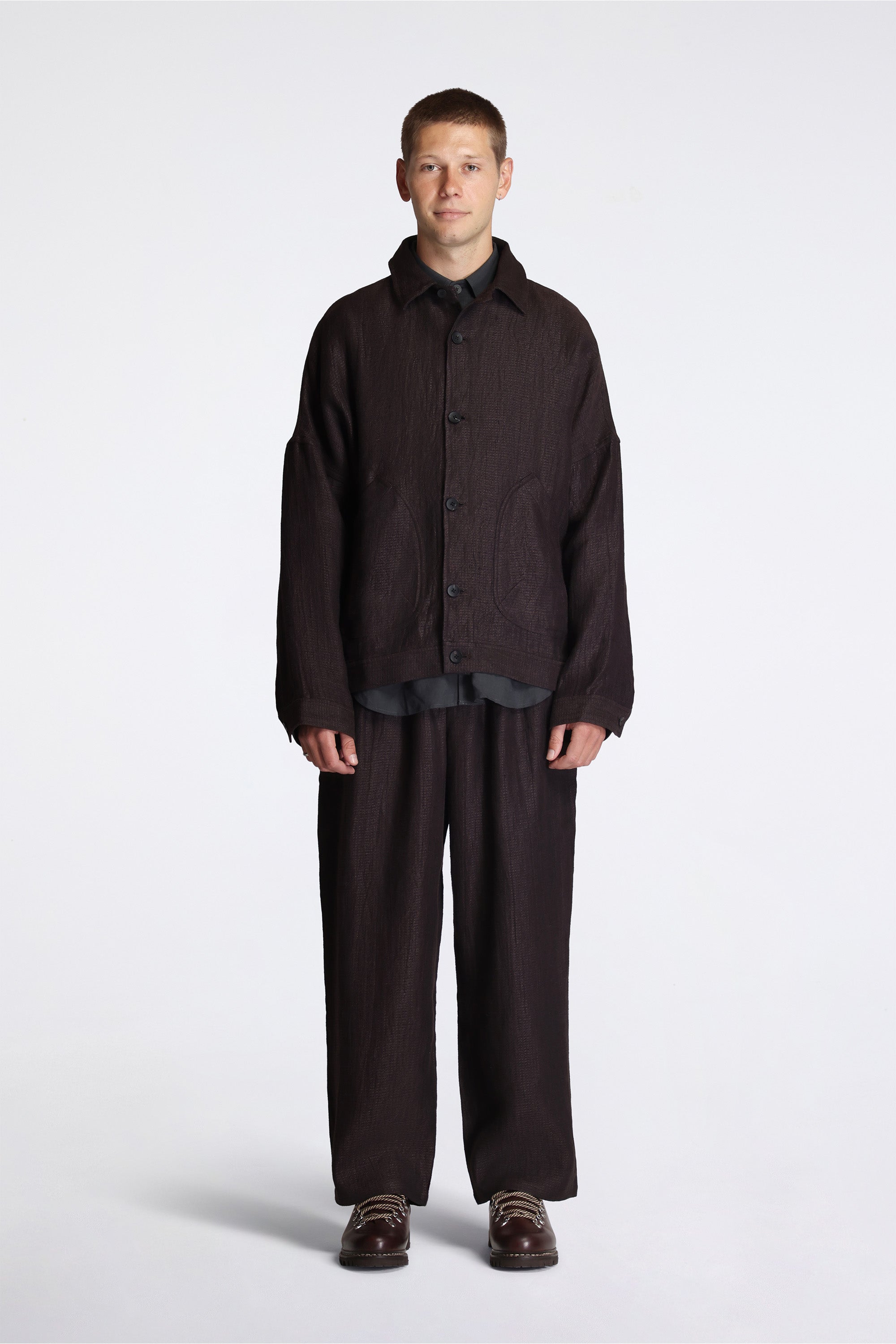 Mine Jacket Black Mix Heavy Linen Argyle