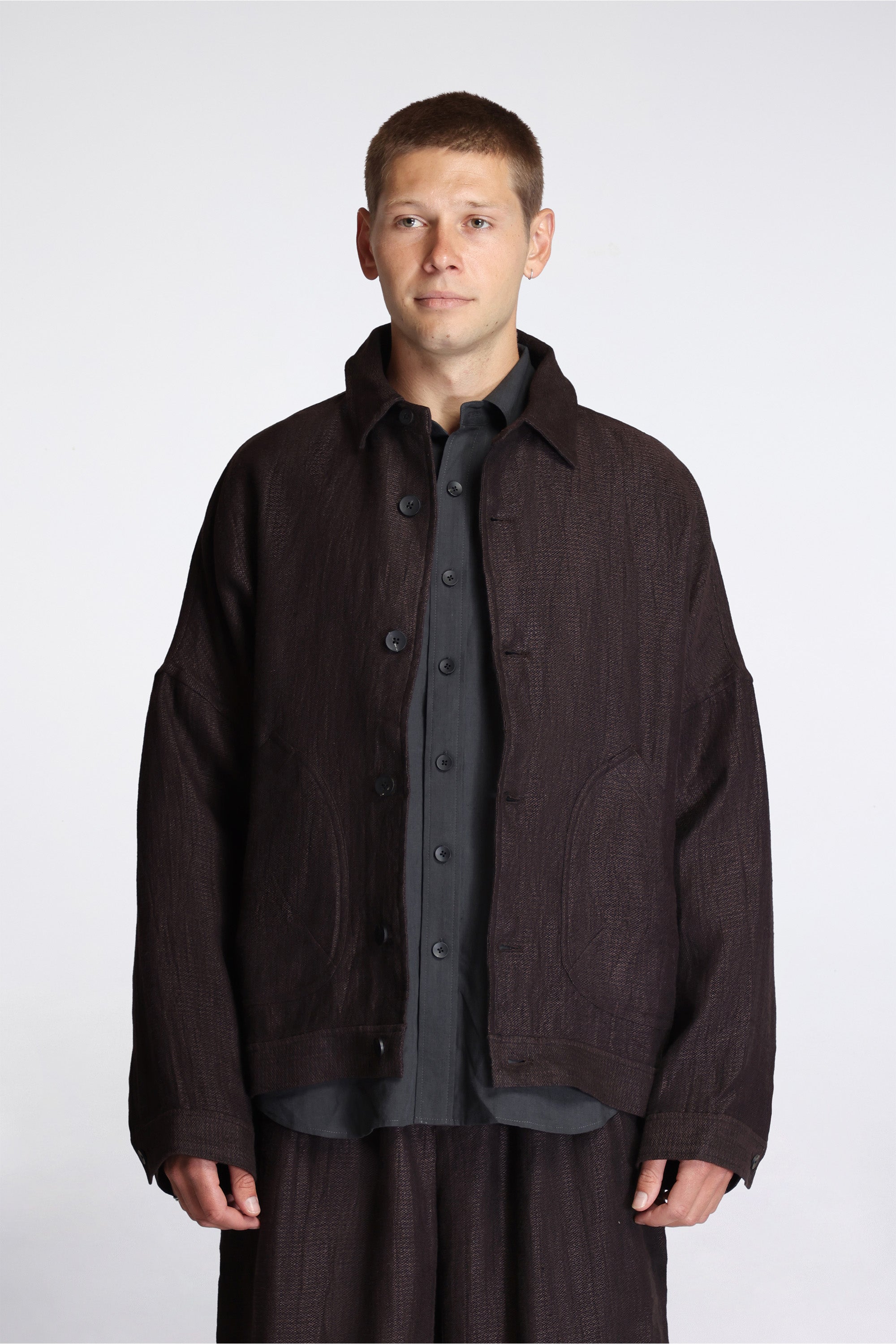 Mine Jacket Black Mix Heavy Linen Argyle