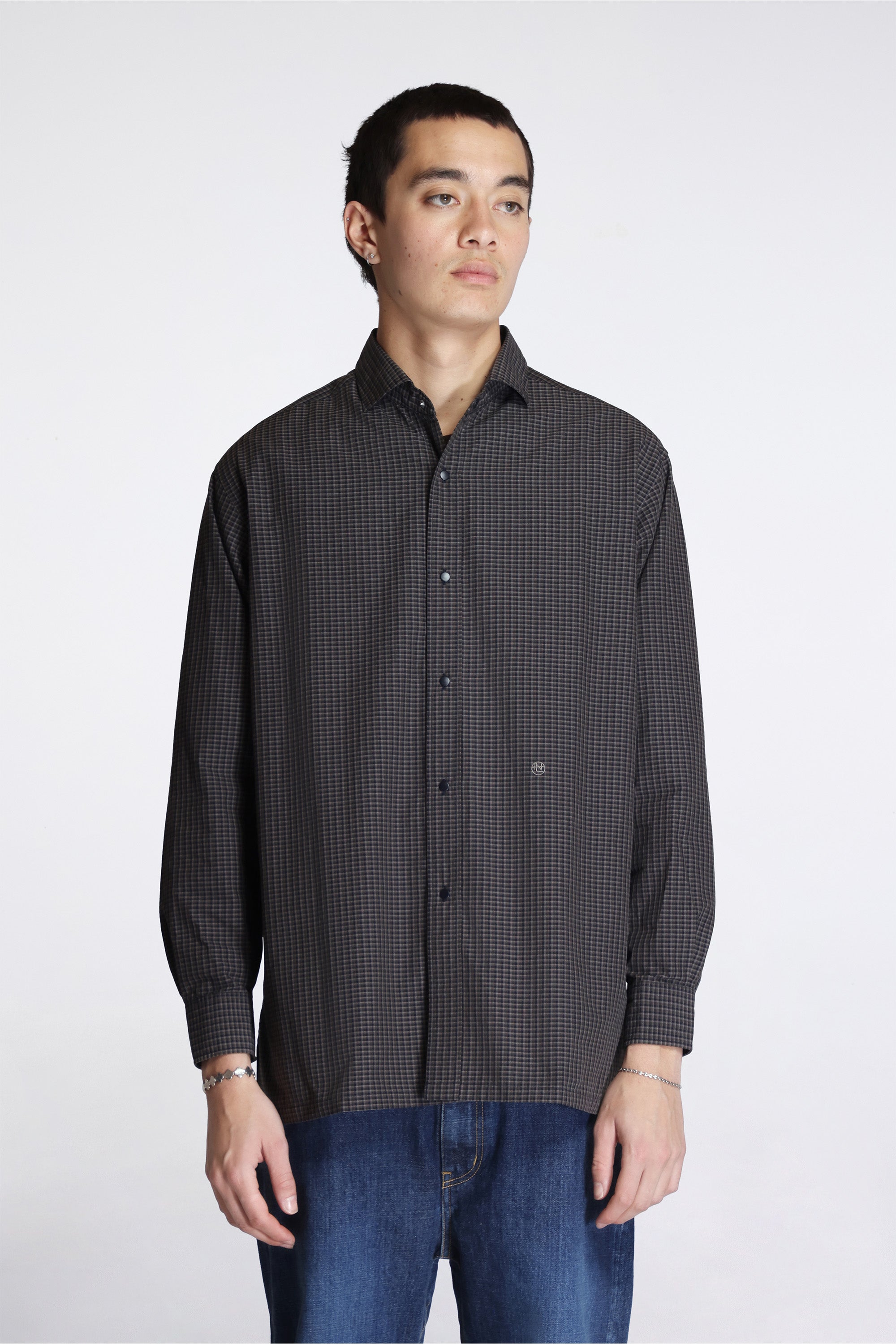 Micro Plaid Wind Shirt Navy