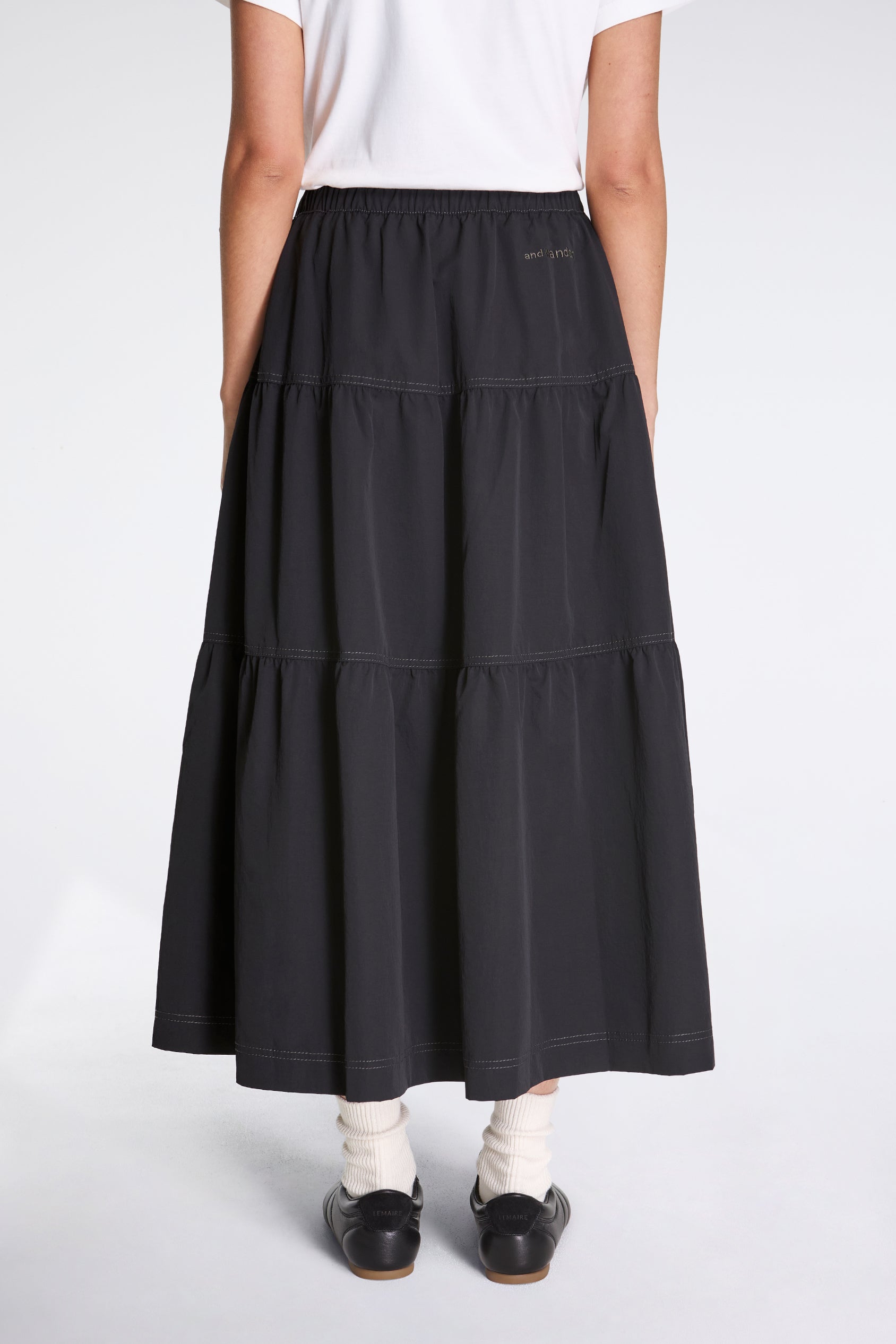 Crinkled Nylon Skirt 2 Black