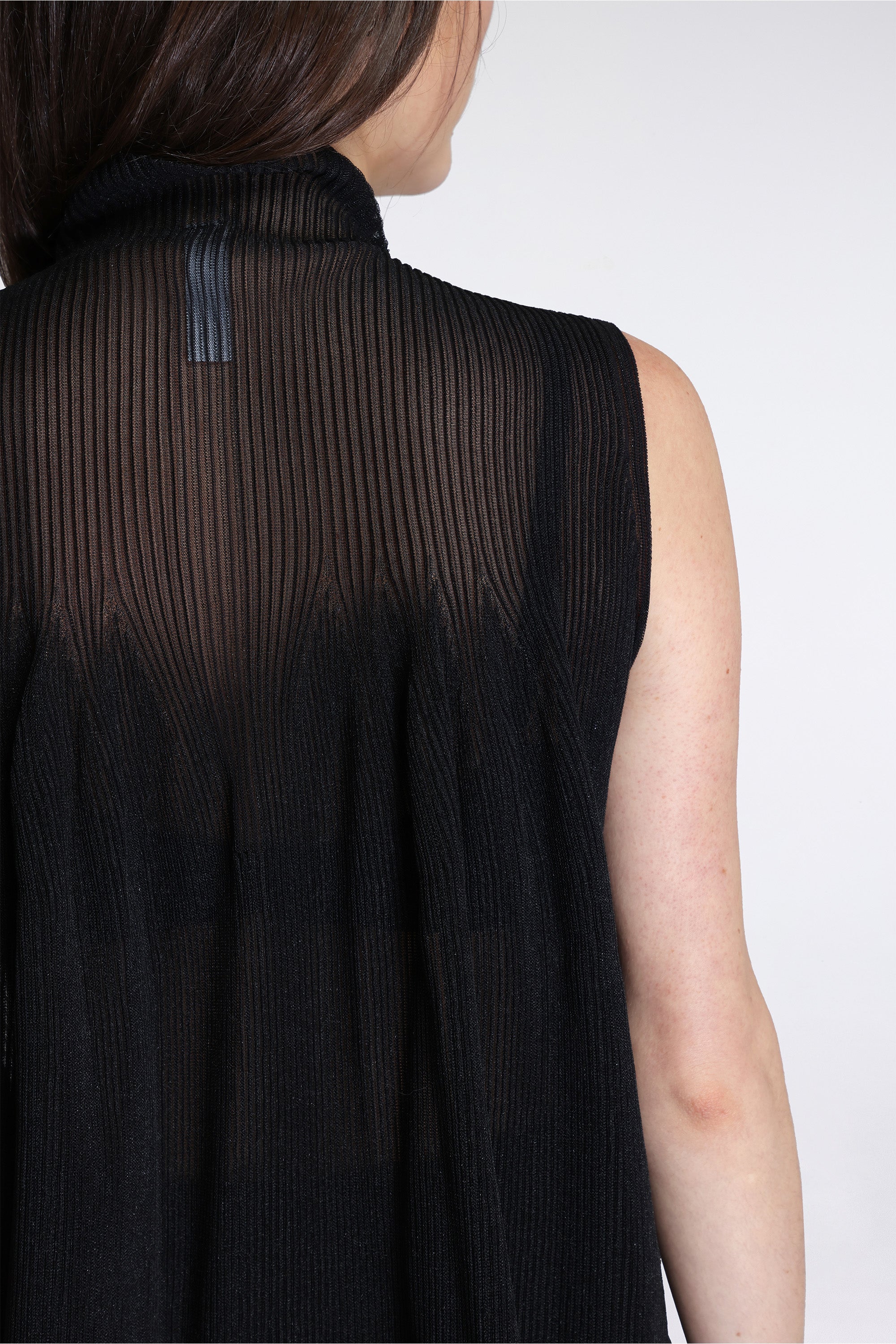 Hypha Lucent Glitter Sleeveless Bust Flare Top Black-Black