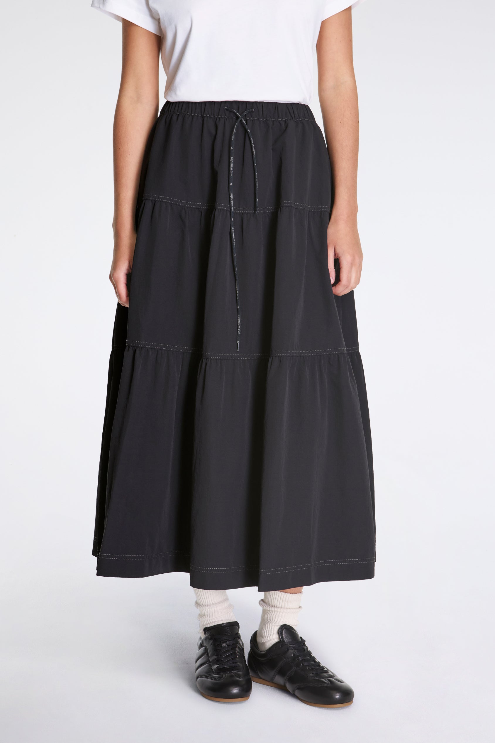 Crinkled Nylon Skirt 2 Black