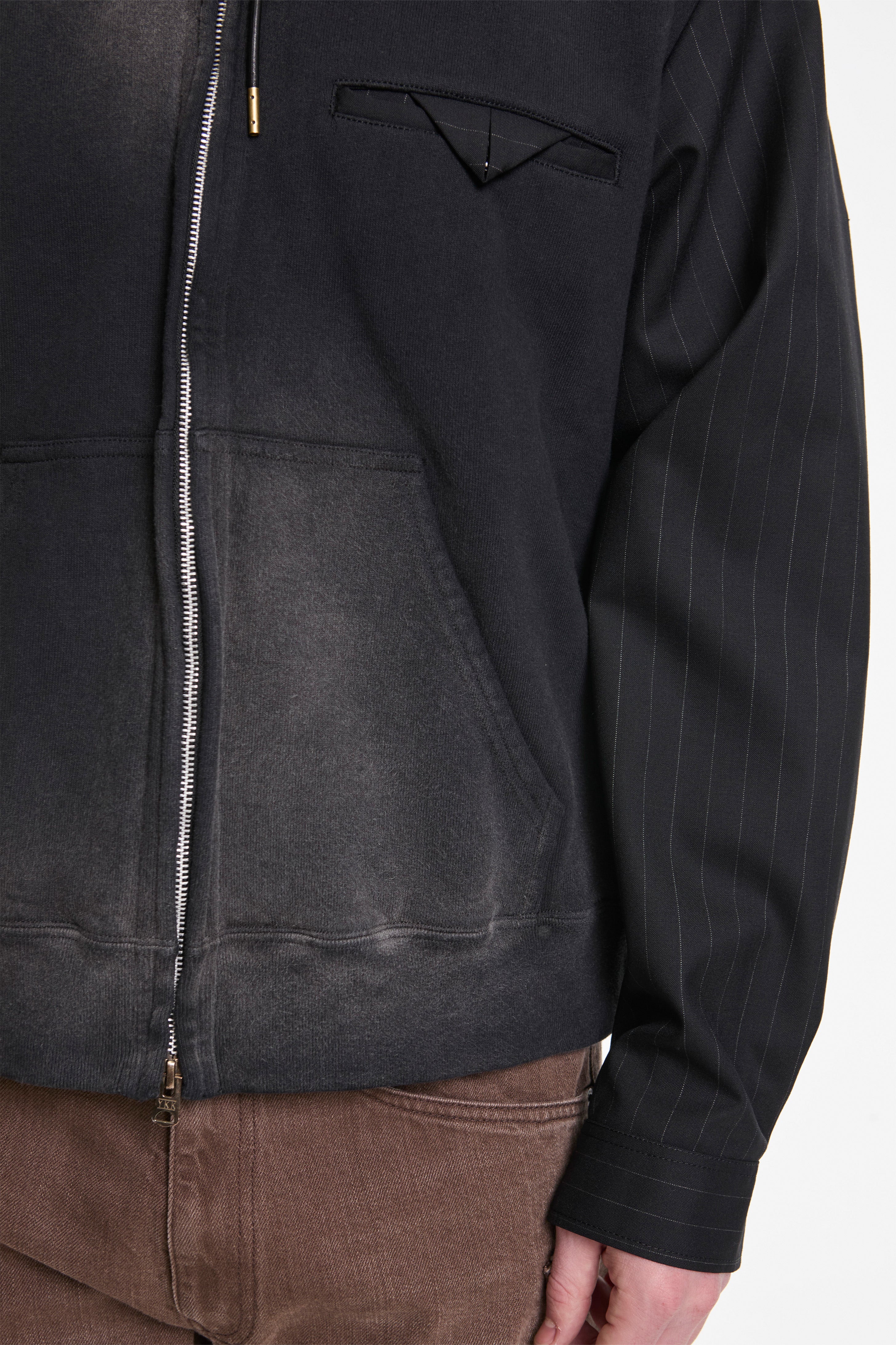 Combination Zip Hoodie Black