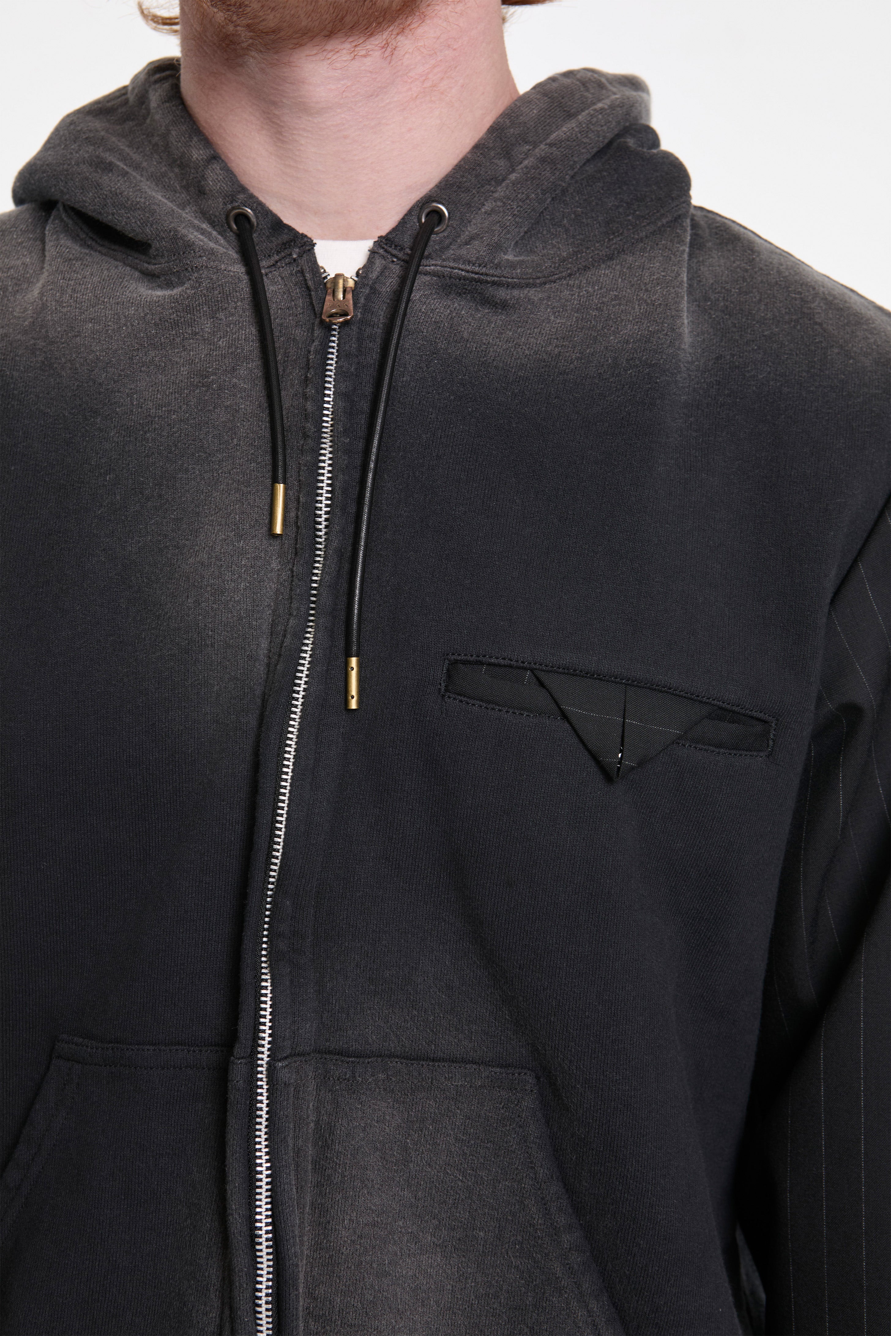 Combination Zip Hoodie Black