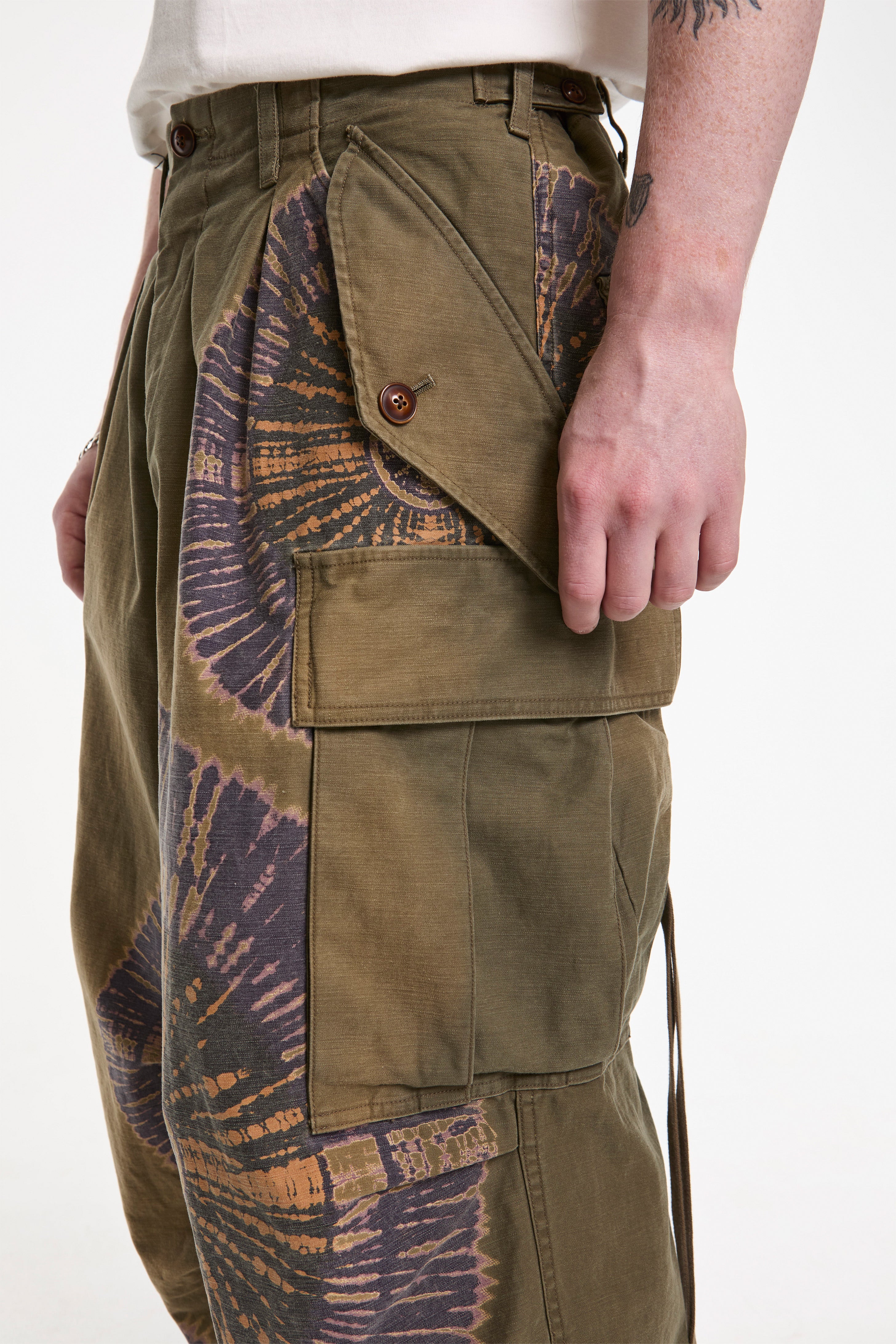 Tie-Dye Military Pants Khaki