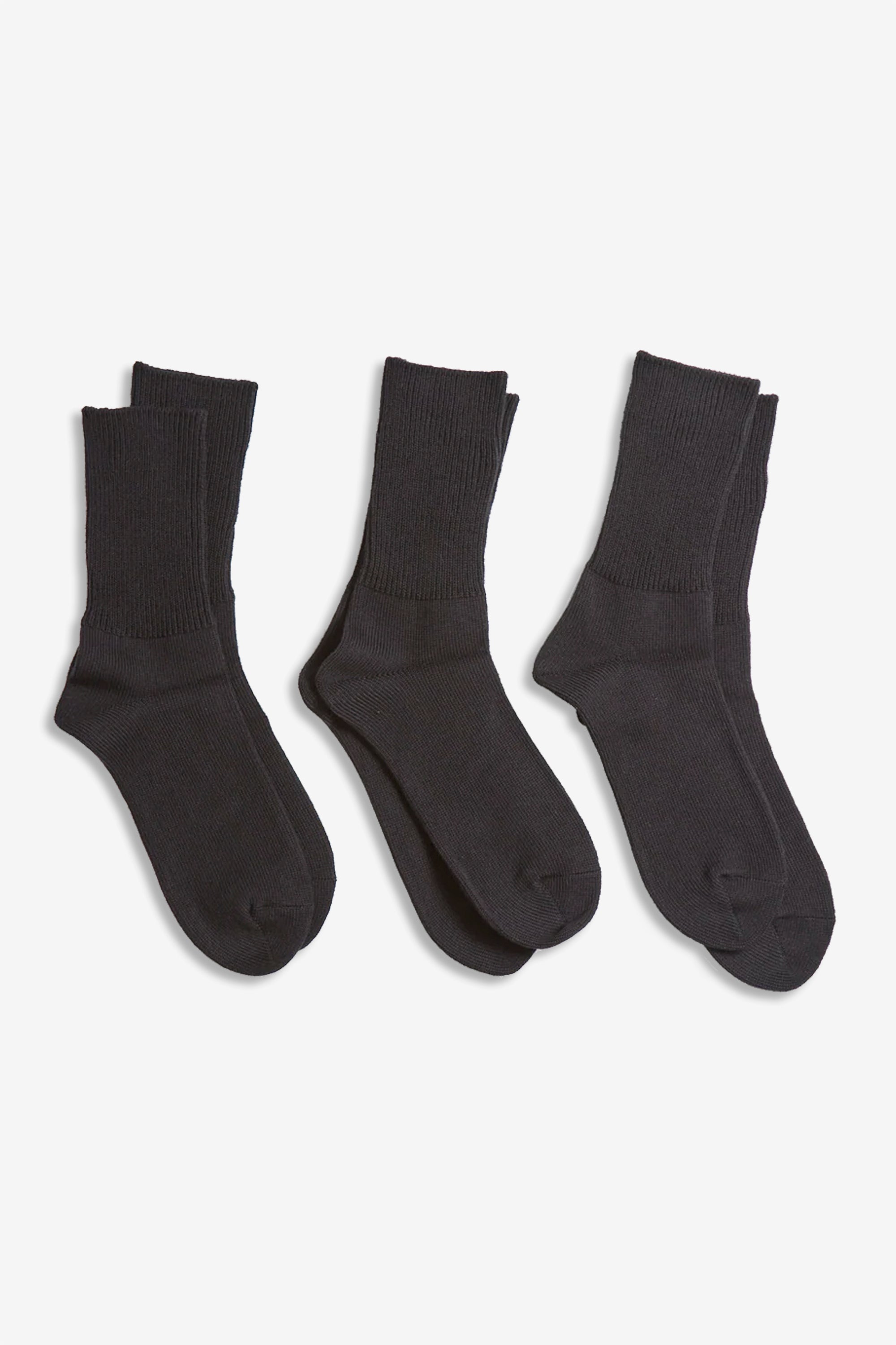 Organic Daily 3-Pack Ribbed Crew Socks Black
