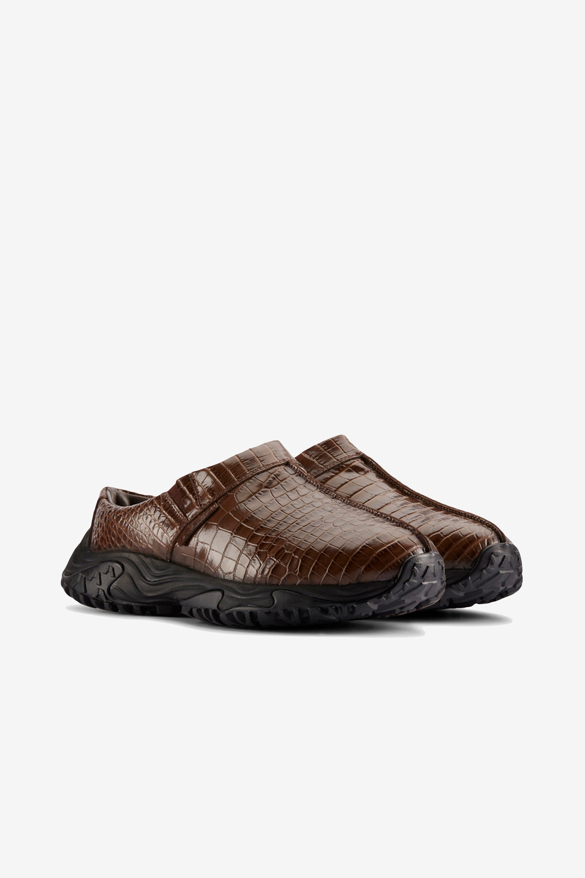 Cur Clog 1 M Brown Croc Lea