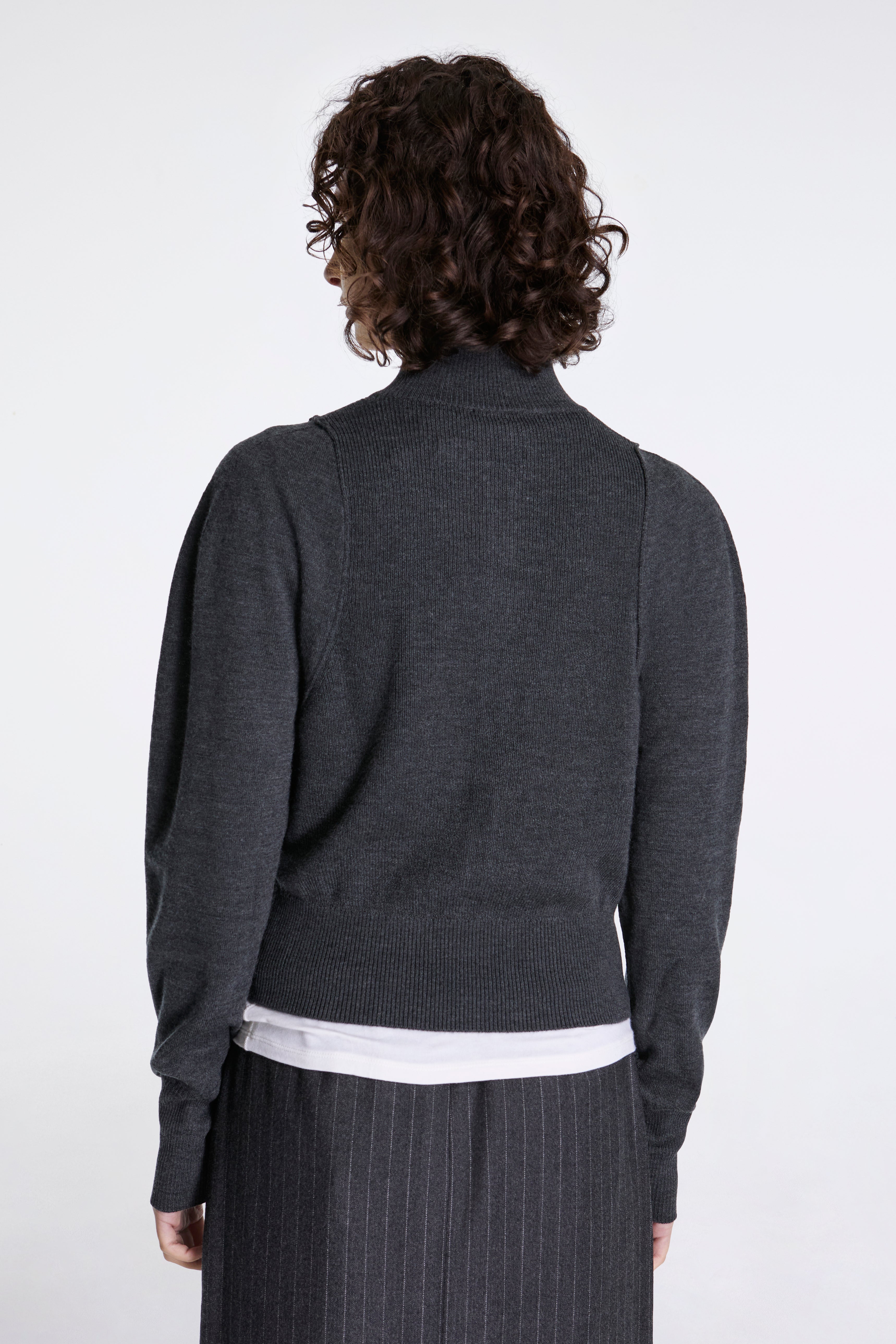 Blocking Button Up Cardigan Charcoal