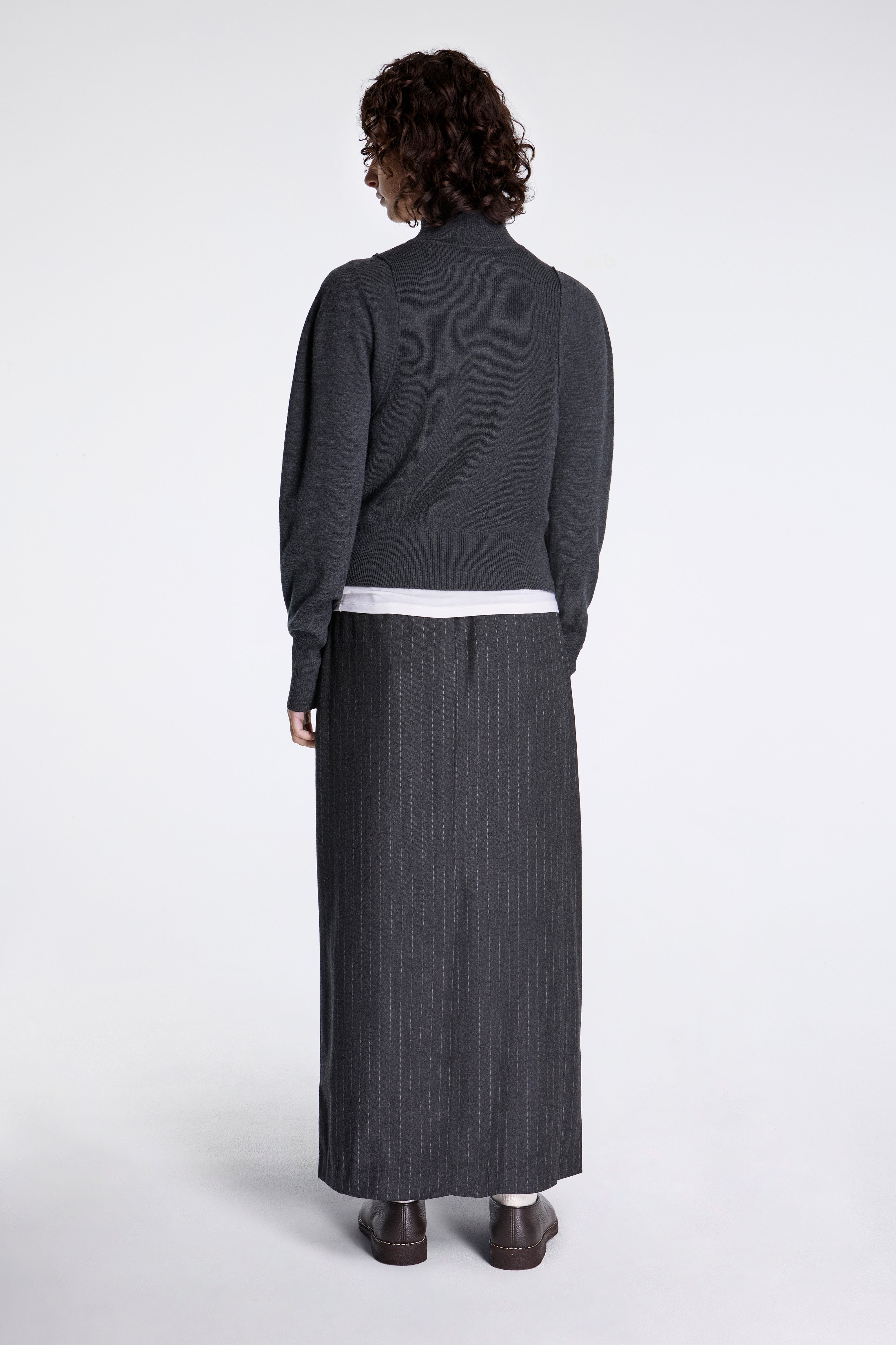 Blocking Button Up Cardigan Charcoal