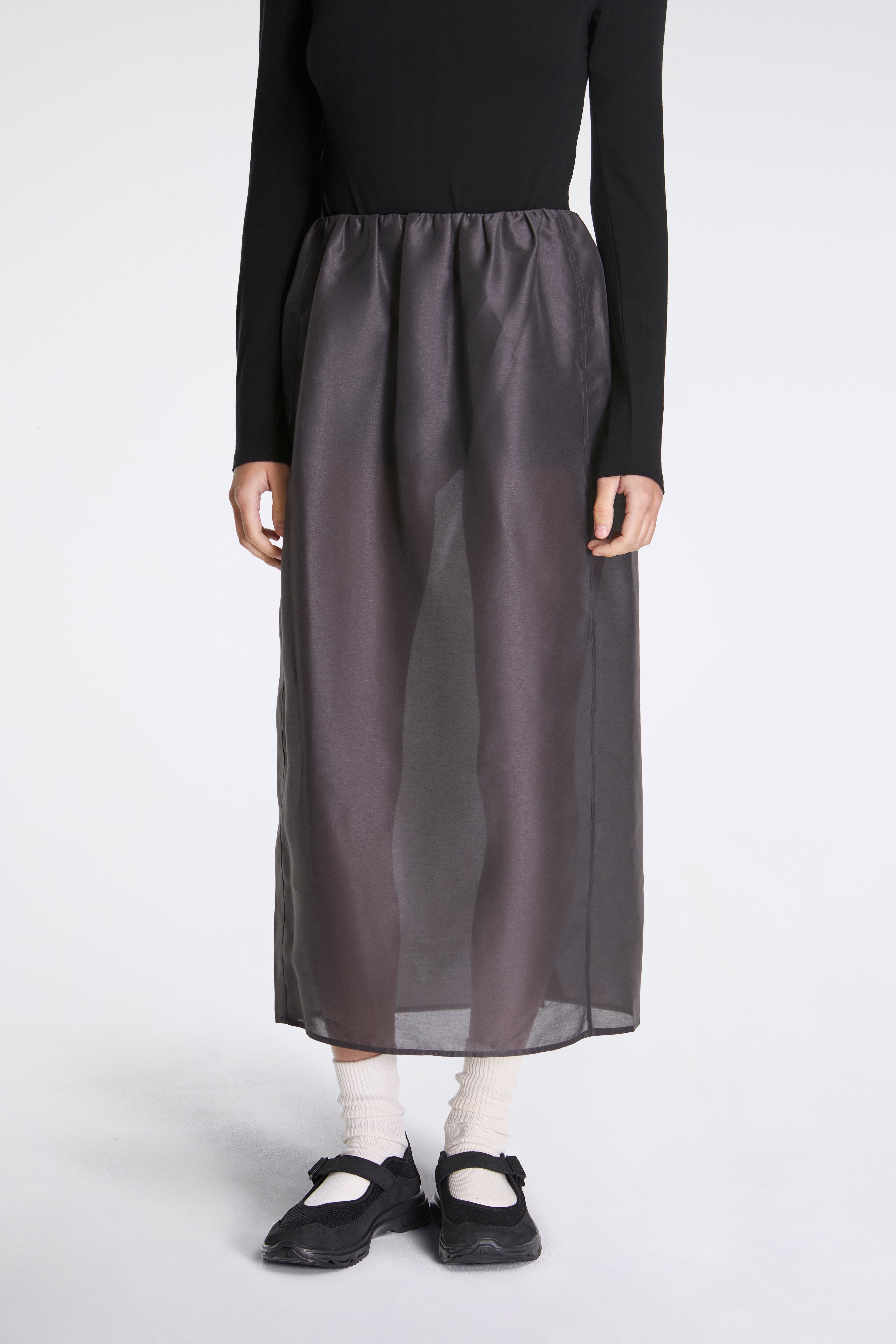 Organza Layered Skirt Charcoal