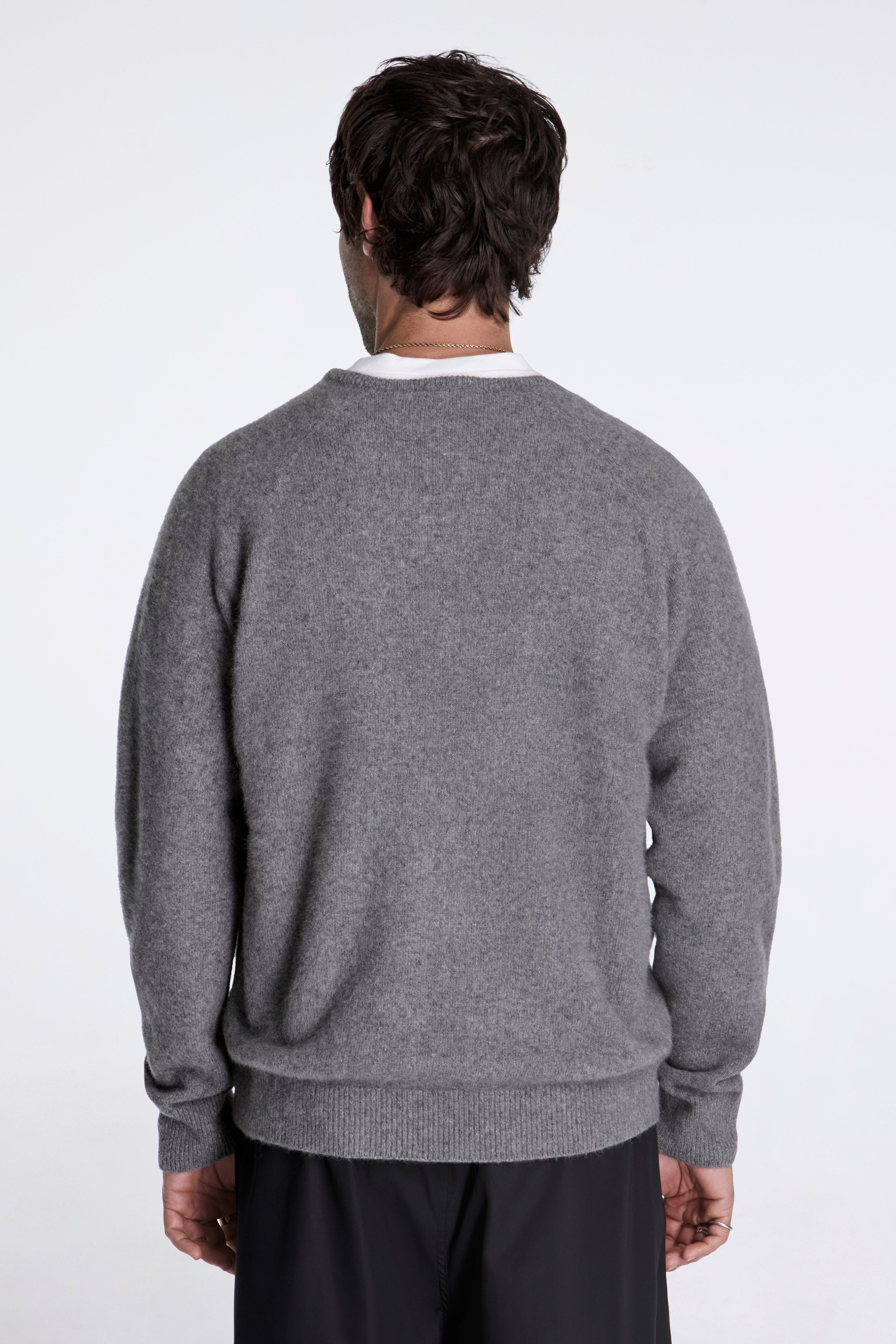 Racoon V-Neck Knit Charcoal