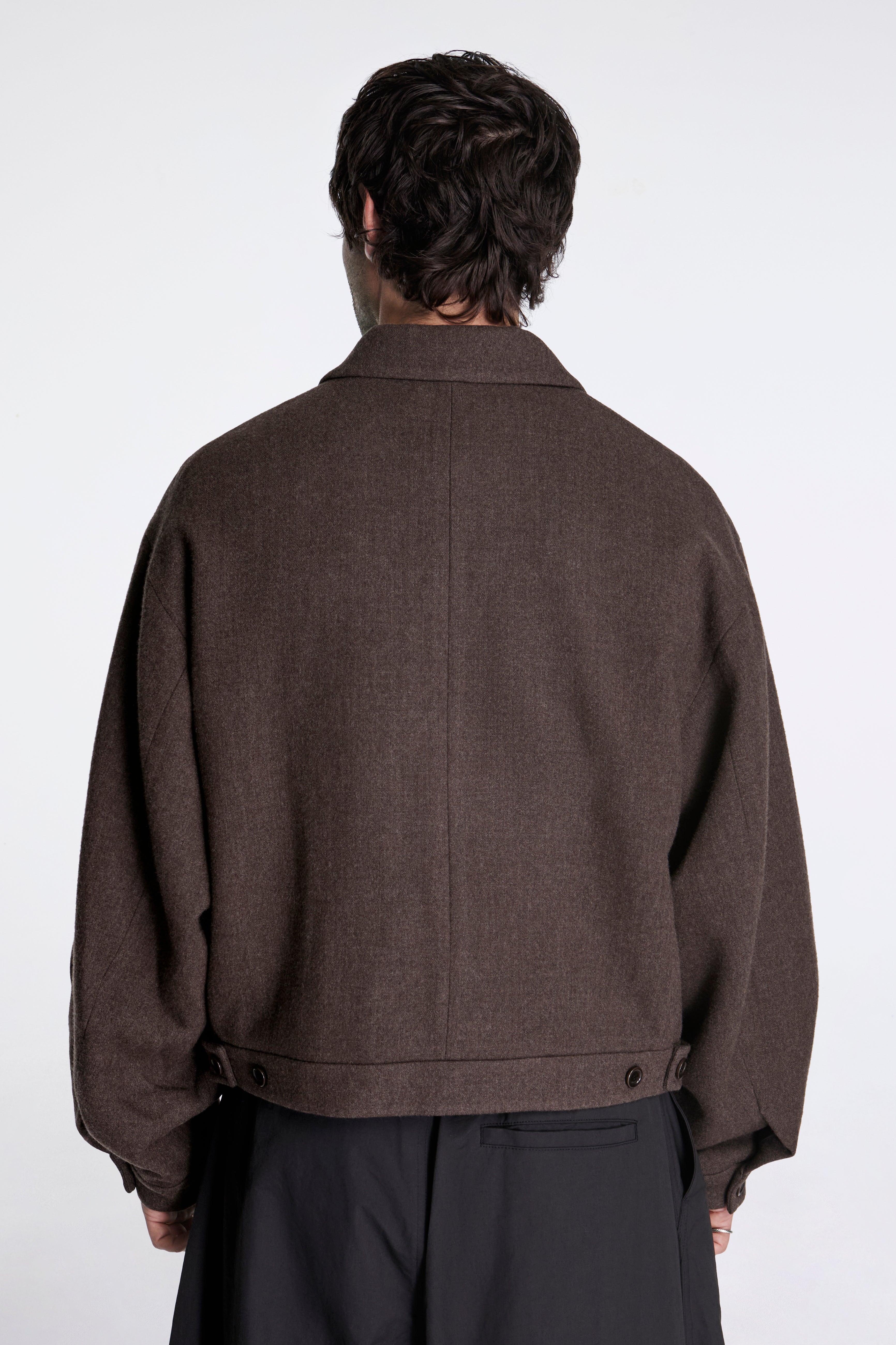 Wool Crop Jacket Brown