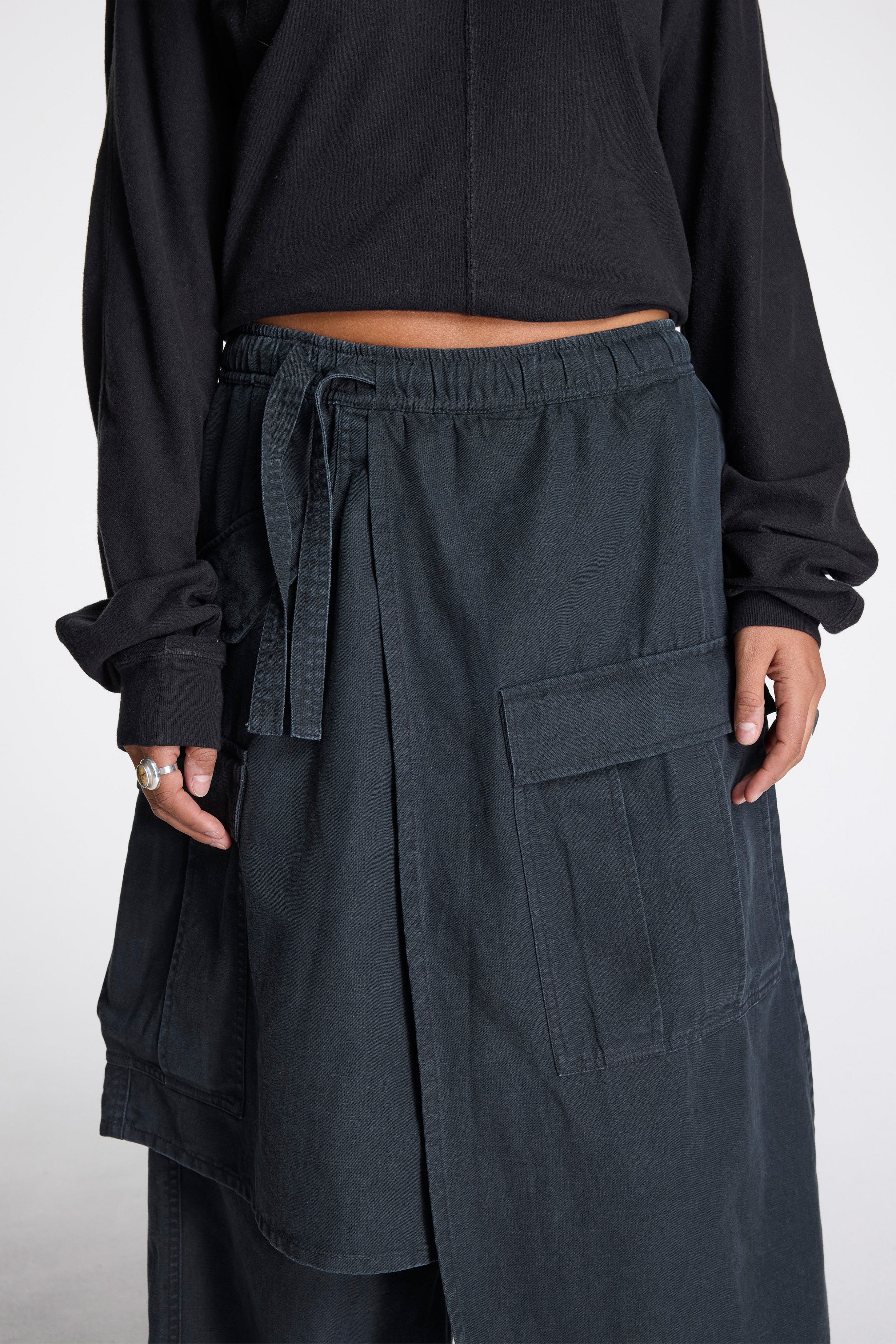 Asym Cargo Hakama Pants Black