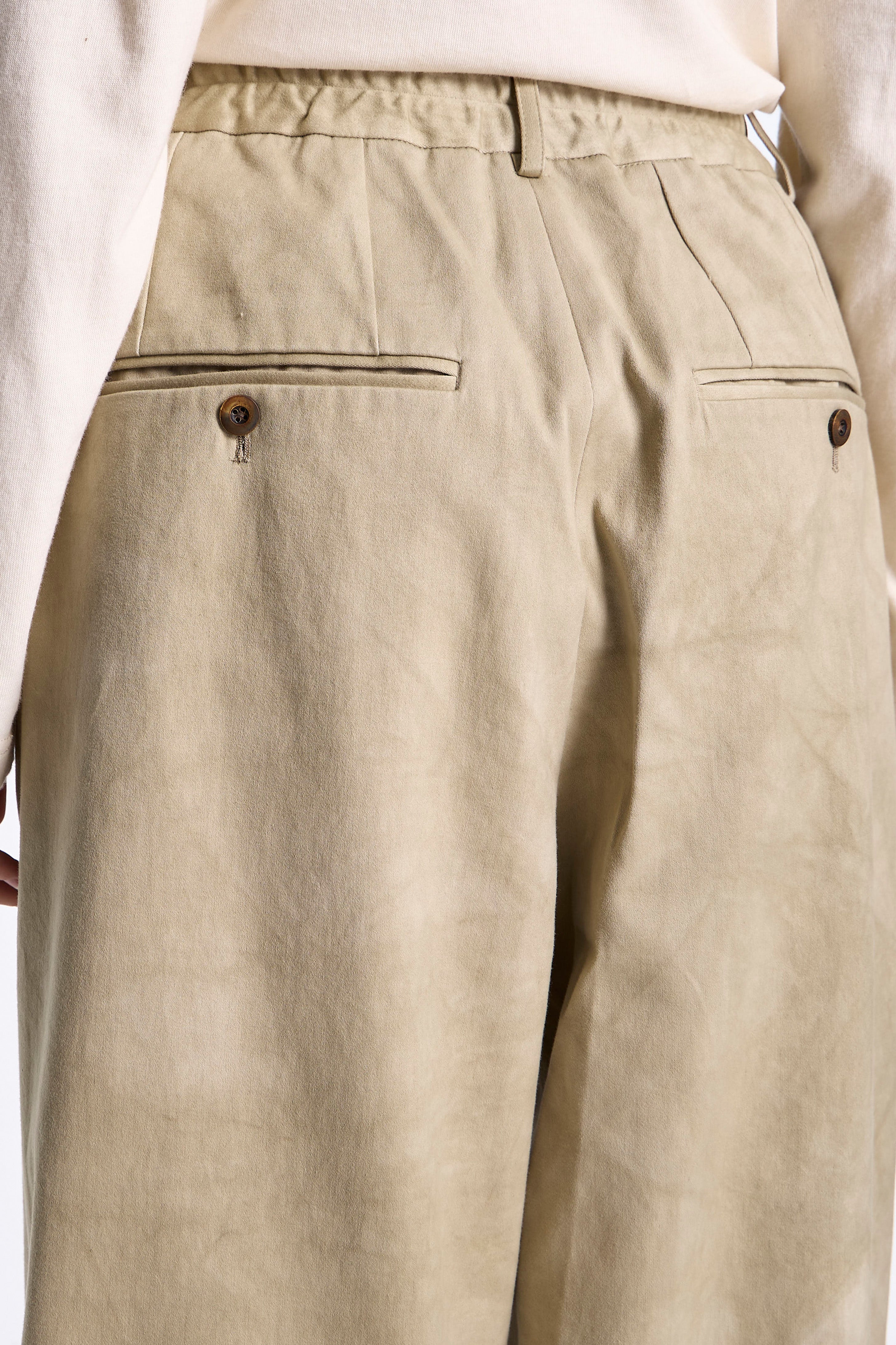 Double Pleated Pant Uneven Khaki